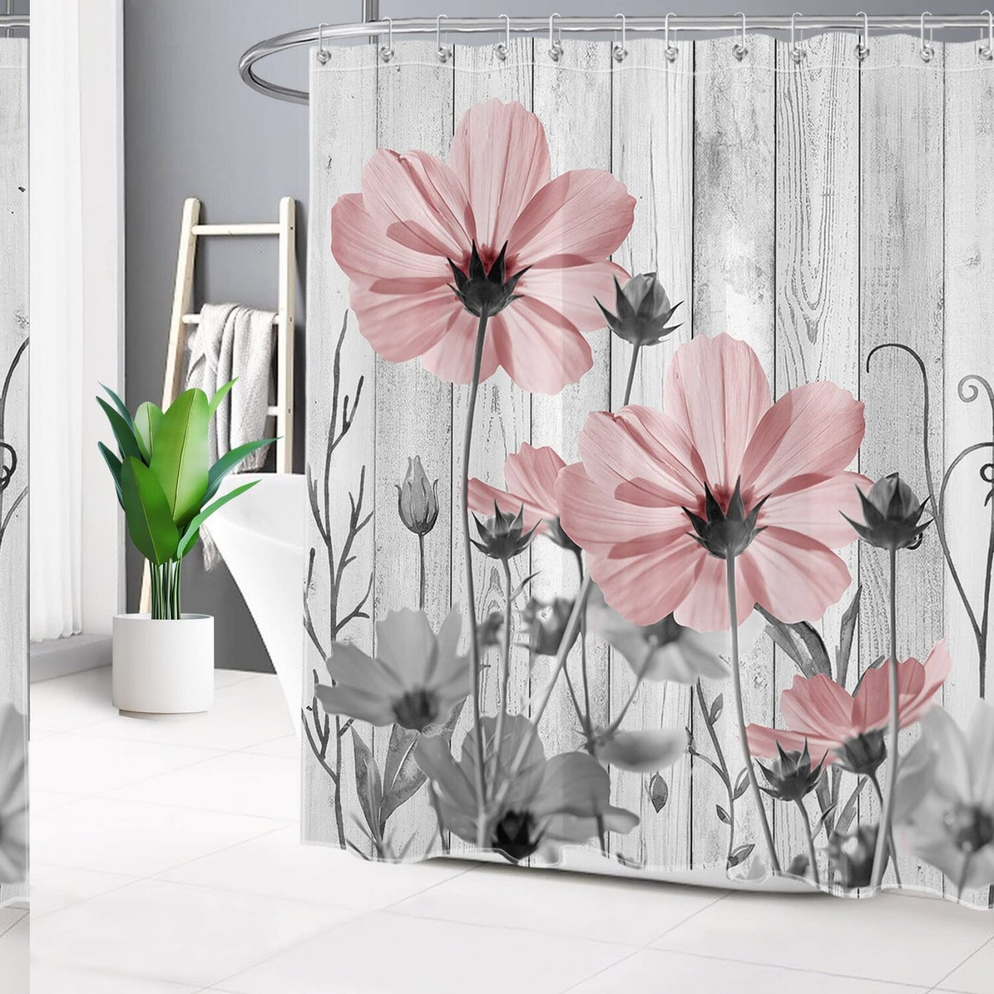 Vintage Floral Pink Shower Curtain 72x78 inch
