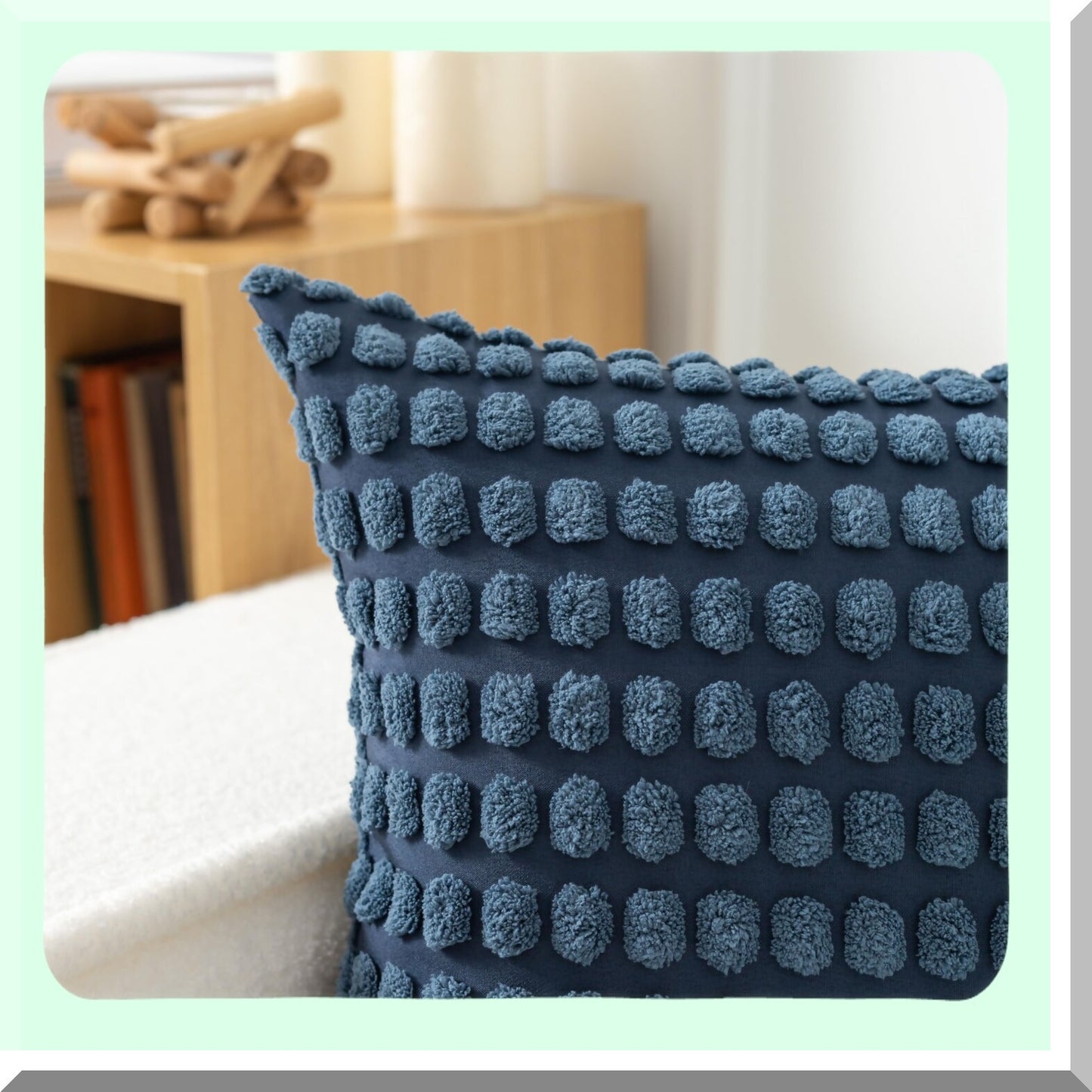 Granular Plush Corduroy Pillow Covers - Set of 2 Decorative Throw Cushion Cases in Dusty Blue, Boho Farmhouse Style for Couch Sofa Bedroom Home Decor - 18x18 Inch
