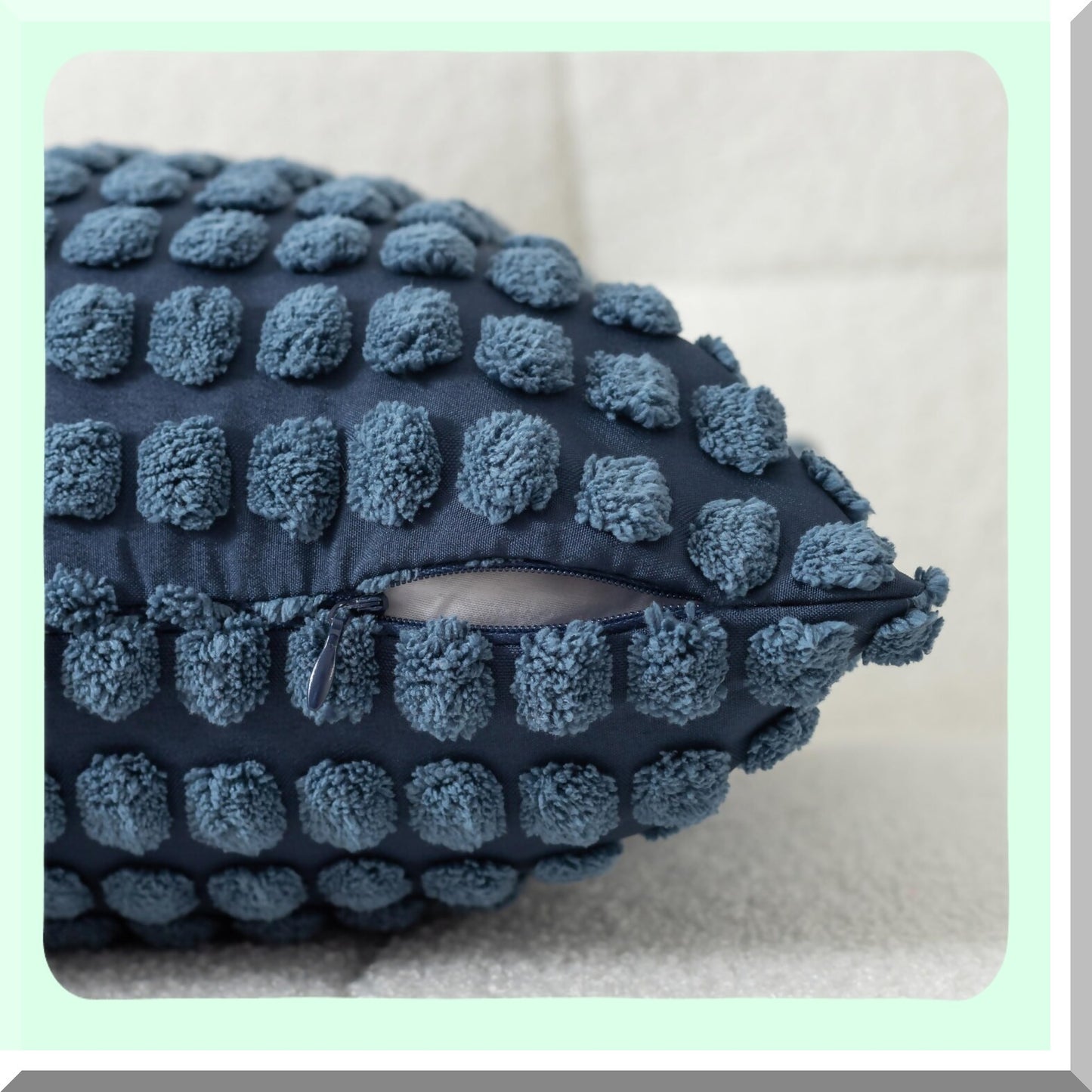 Granular Plush Corduroy Pillow Covers - Set of 2 Decorative Throw Cushion Cases in Dusty Blue, Boho Farmhouse Style for Couch Sofa Bedroom Home Decor - 18x18 Inch