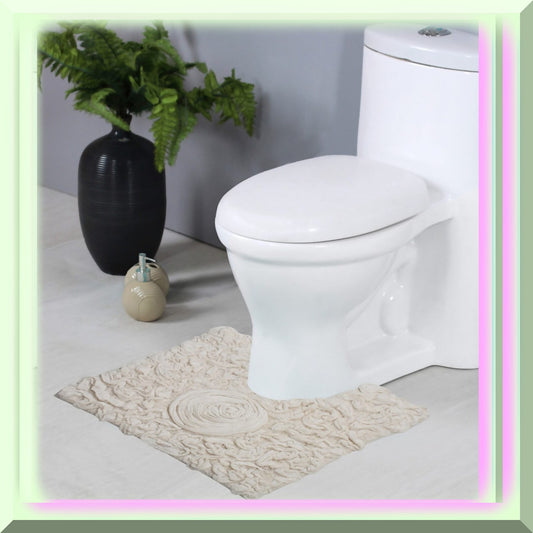 20"x20" Ivory Cotton Tufted Bath Rug