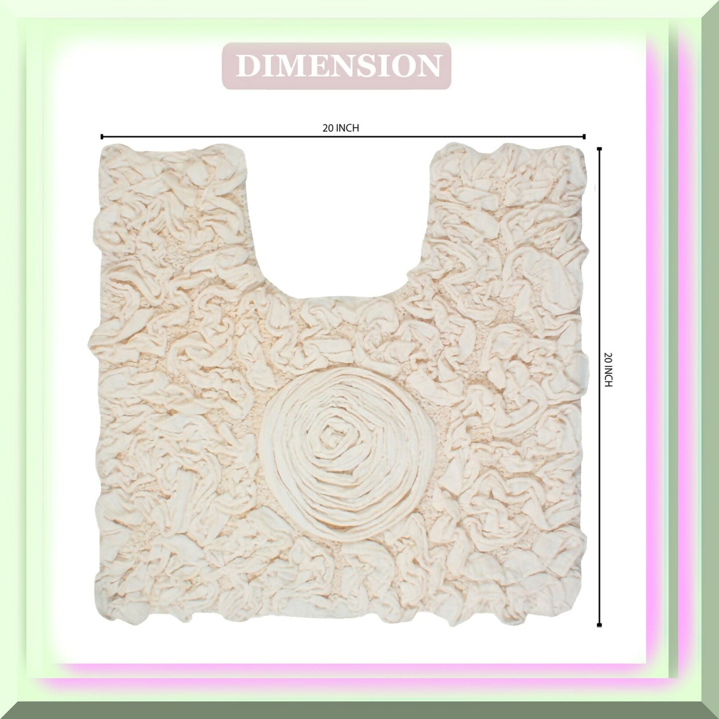 20"x20" Ivory Cotton Tufted Bath Rug