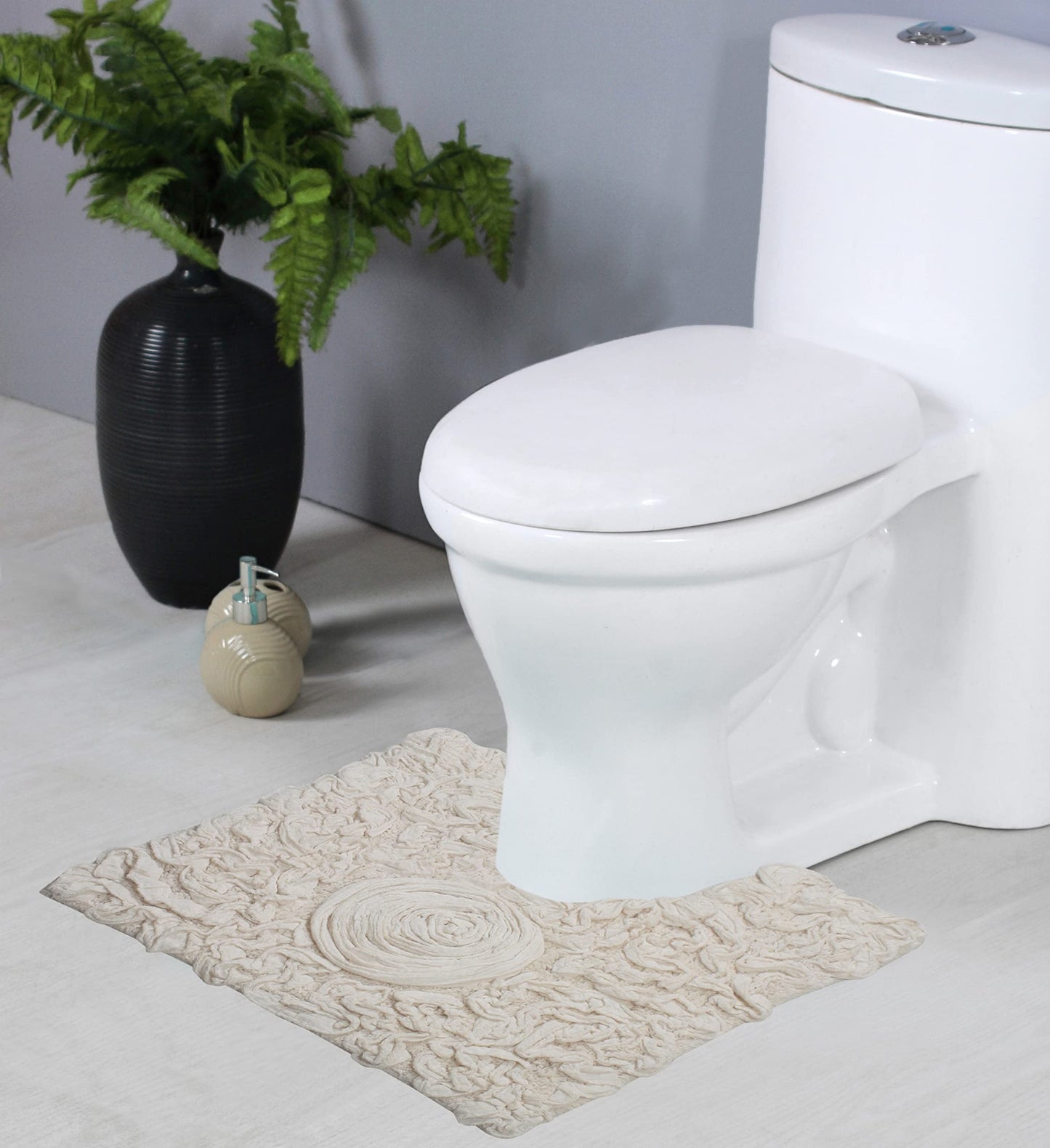 20"x20" Ivory Cotton Tufted Bath Rug