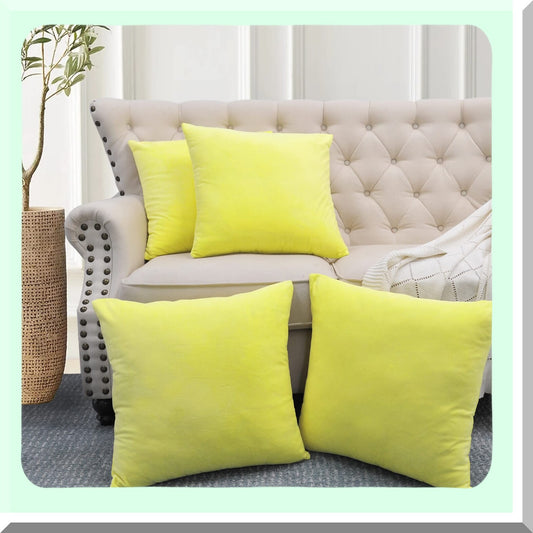 Butter Cup Plush Square Pillow Cover Set - Supersoft Decorative Solid Color Throw Covers for Couch Bed Dcor, 20x20 Inch, Modern Cushion