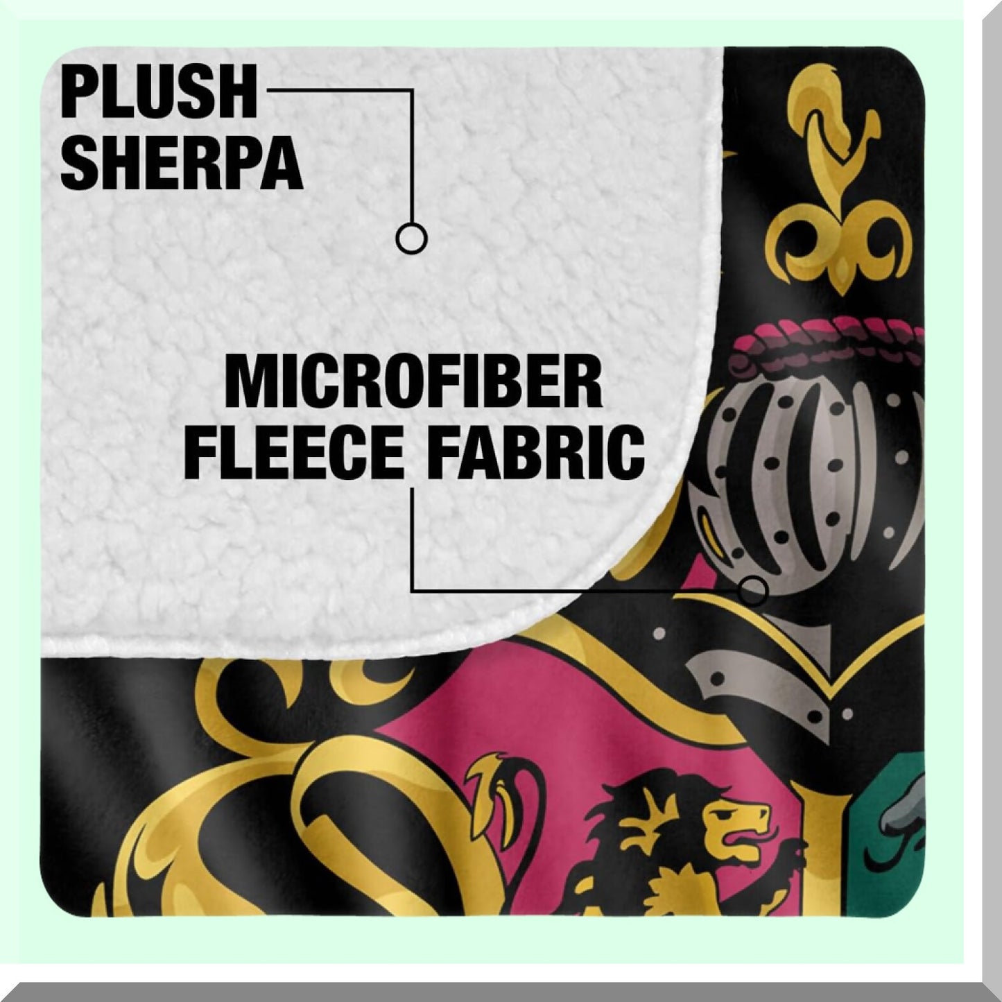 Hogwarts Crest Silky Sherpa Throw - Super Soft Harry Potter Blanket 50"x60"