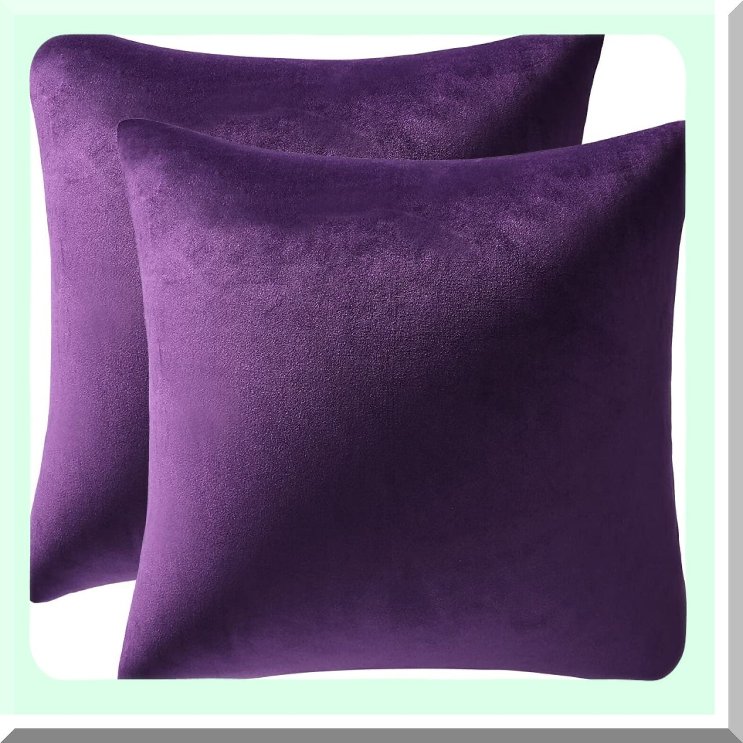Purple Velvet Farmhouse Pillow Covers - 2 Pack Soft Cozy Decorative Square Cushion Cases 18x18 for Home Décor