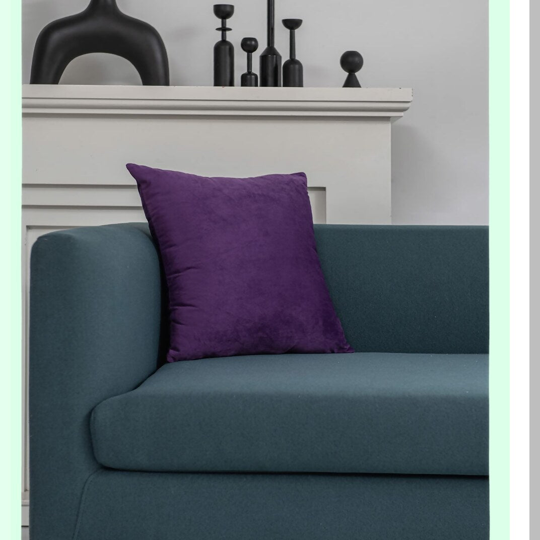 Purple Velvet Farmhouse Pillow Covers - 2 Pack Soft Cozy Decorative Square Cushion Cases 18x18 for Home Décor