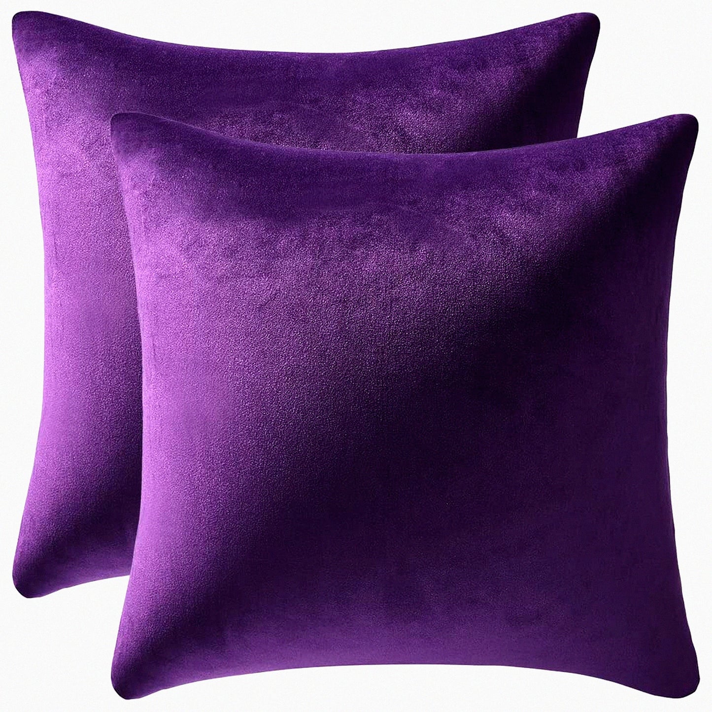Purple Velvet Farmhouse Pillow Covers - 2 Pack Soft Cozy Decorative Square Cushion Cases 18x18 for Home Décor