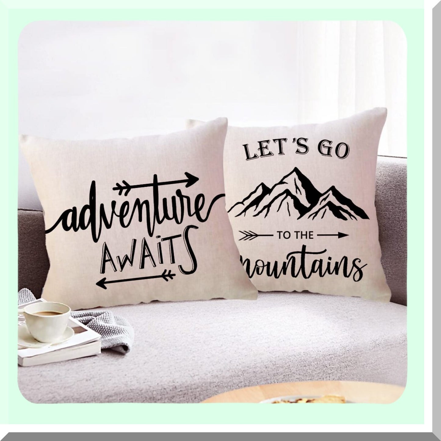 Mountain Wanderlust Pillowcase Set - Adventure Decorative Cushion Covers with Arrows for Cabin and Camper - Stay Wild Throw Pillow Cover Collection - 18x18 Inch, Set of 4