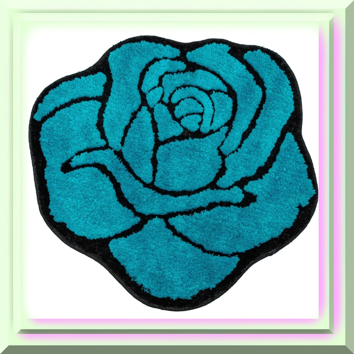 Blue Rose Bathroom Rug 23.6x25.5in Non Slip Fluffy Mat