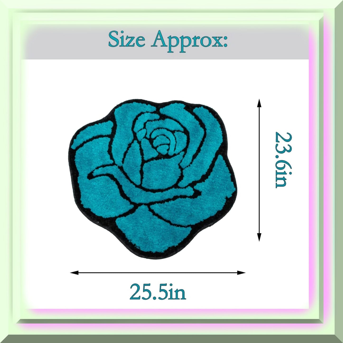 Blue Rose Bathroom Rug 23.6x25.5in Non Slip Fluffy Mat