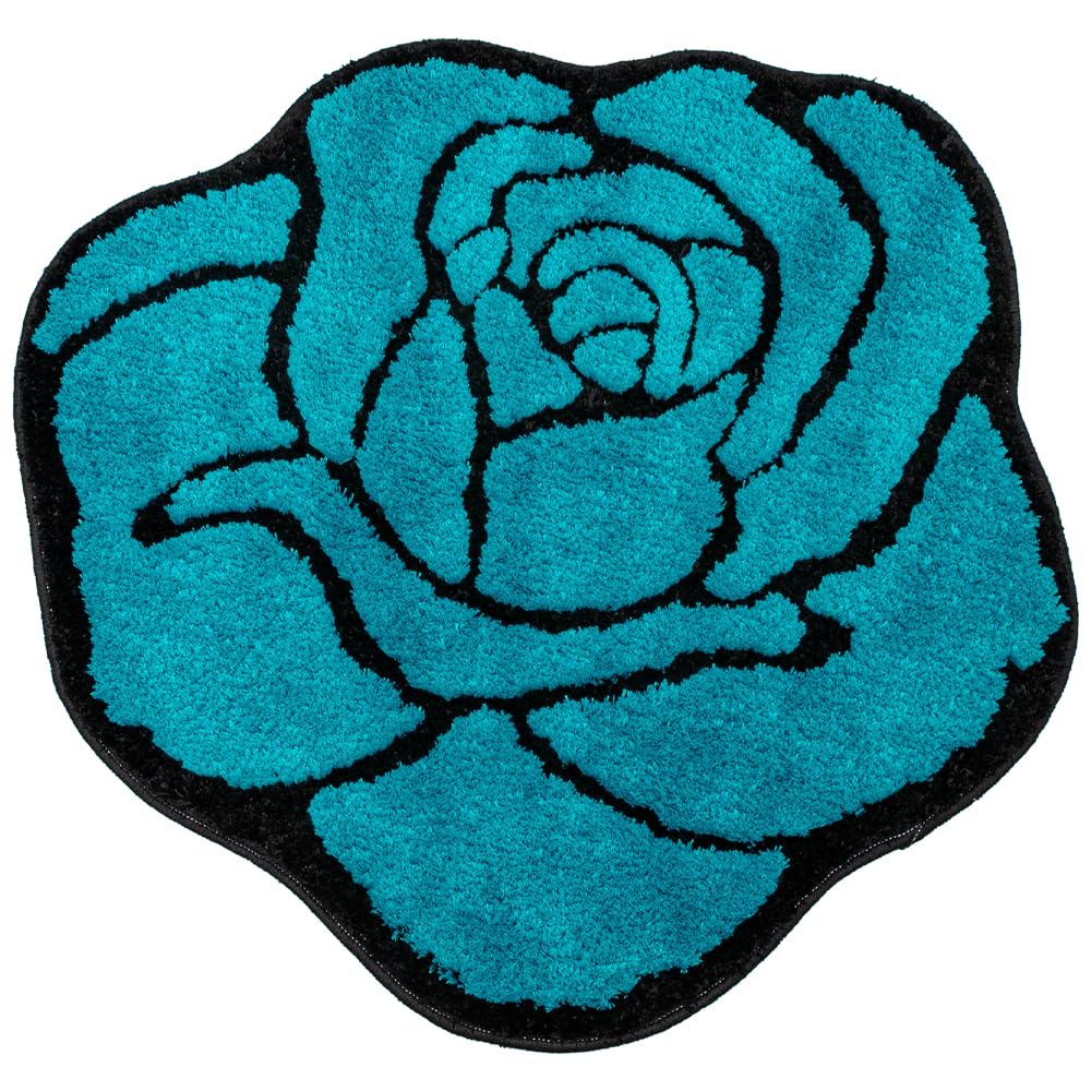 Blue Rose Bathroom Rug 23.6x25.5in Non Slip Fluffy Mat