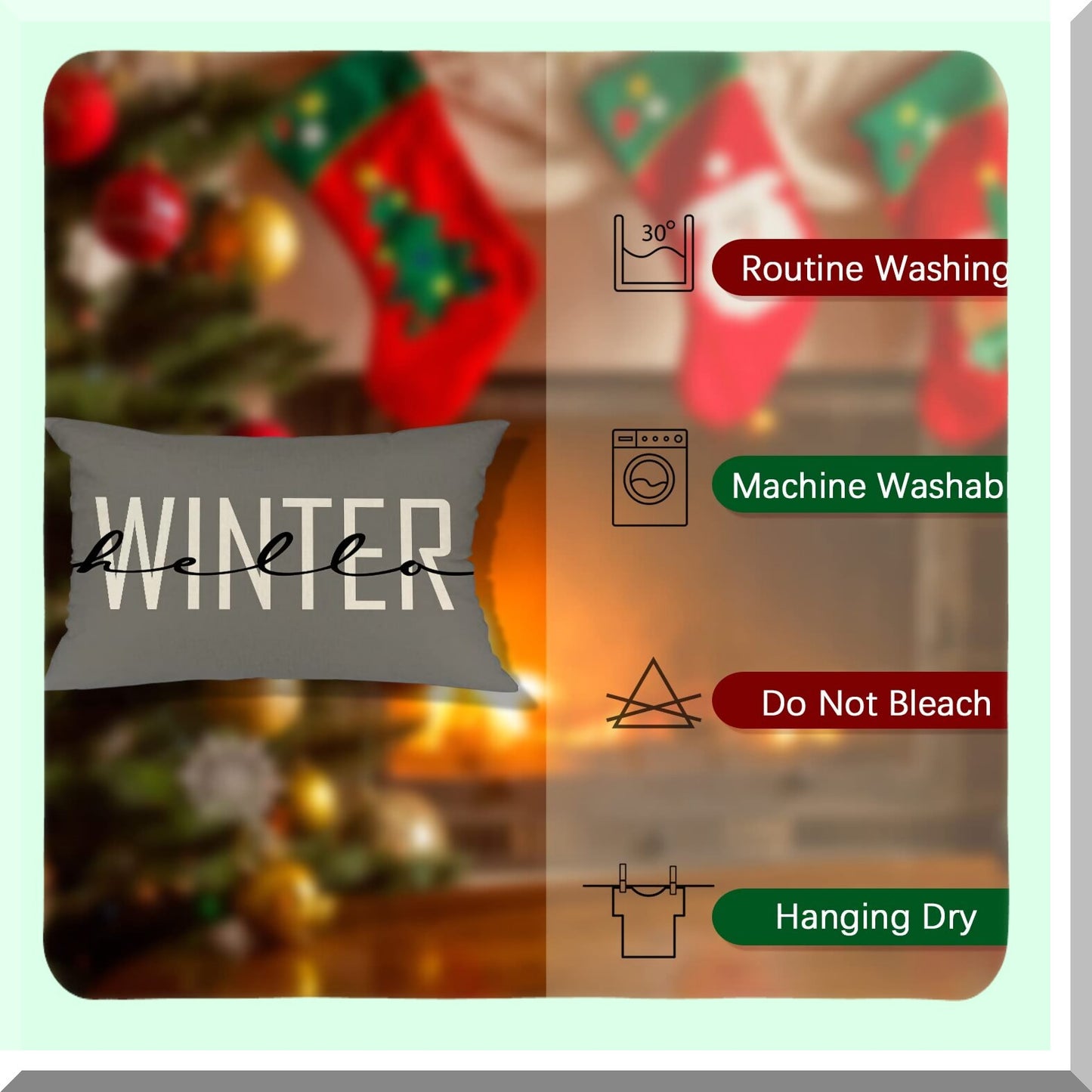 Winter Wonderland Snowflake Plaid Pillow Cover Set - Set of 4 Decorative Xmas Pillow Shams for Couch Sofa - Let it Snow Holiday Slipcovers