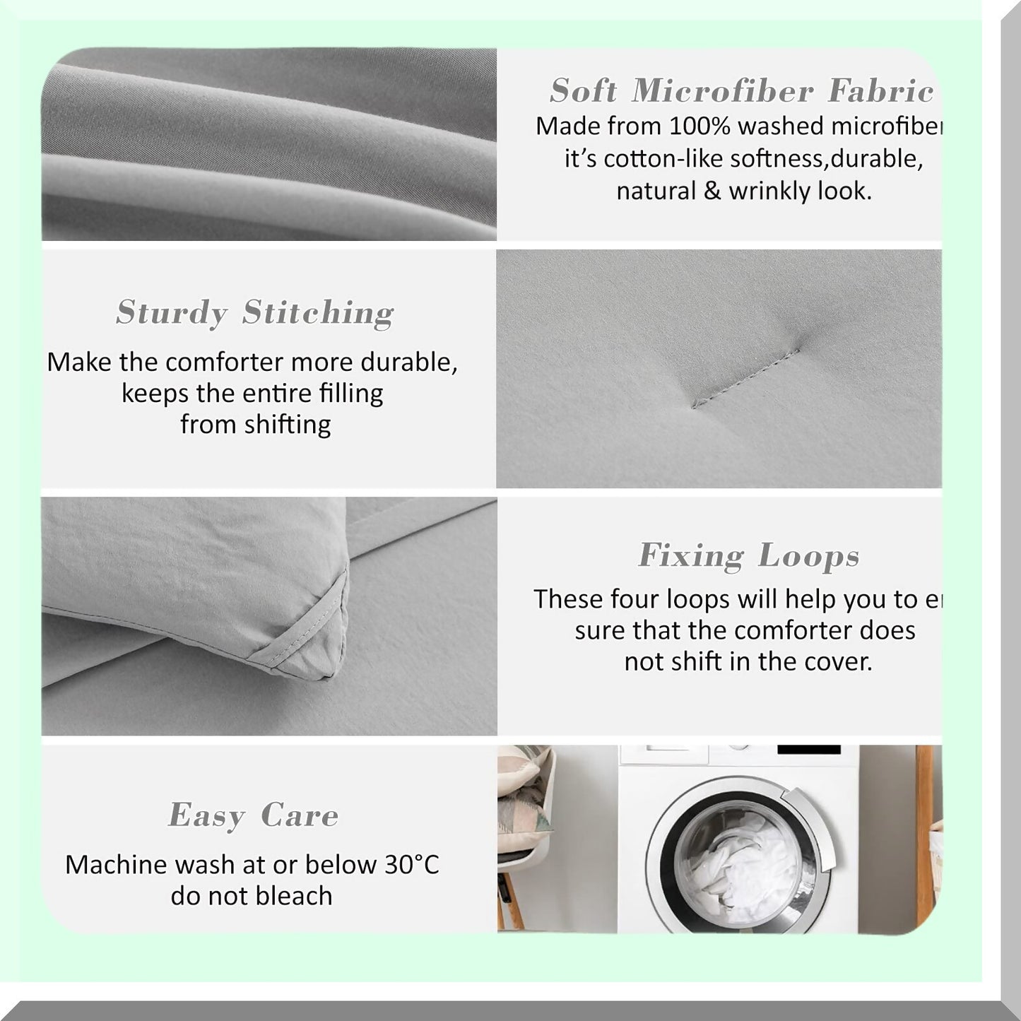 Luxury Grey Pinch Pleat Comforter Set - 3 Piece Down Alternative Bedding Bundle for Full/Queen Size Bed - All Season Bed Set with 1 Comforter and 2 Pillowcases - 90 x 90 Inches