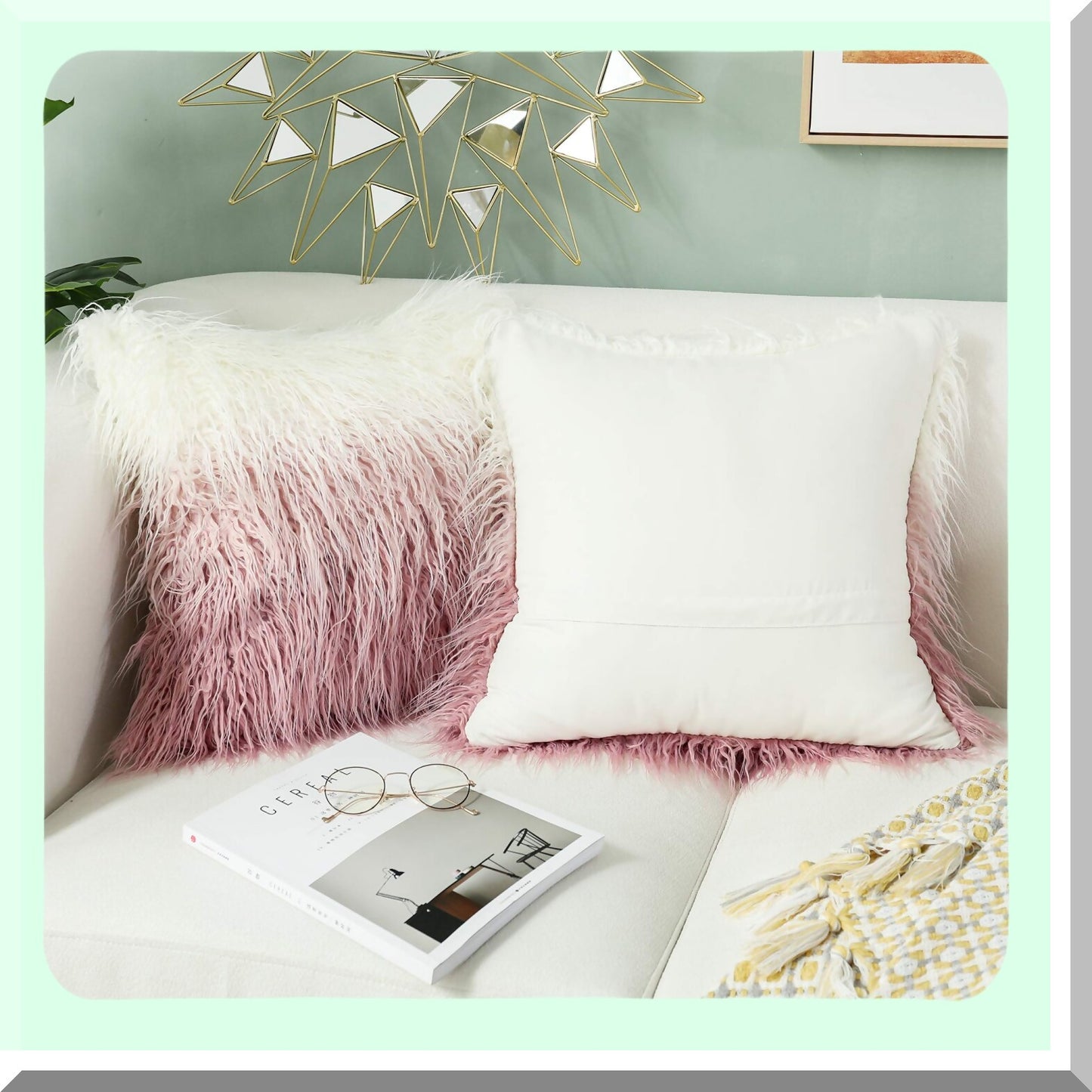 Pink Merino Luxe Gradient Cushion Cover Set - Decorative Throw Pillow Case - New Luxury Series - 18" x 18" - 45cm x 45cm - Set of 2