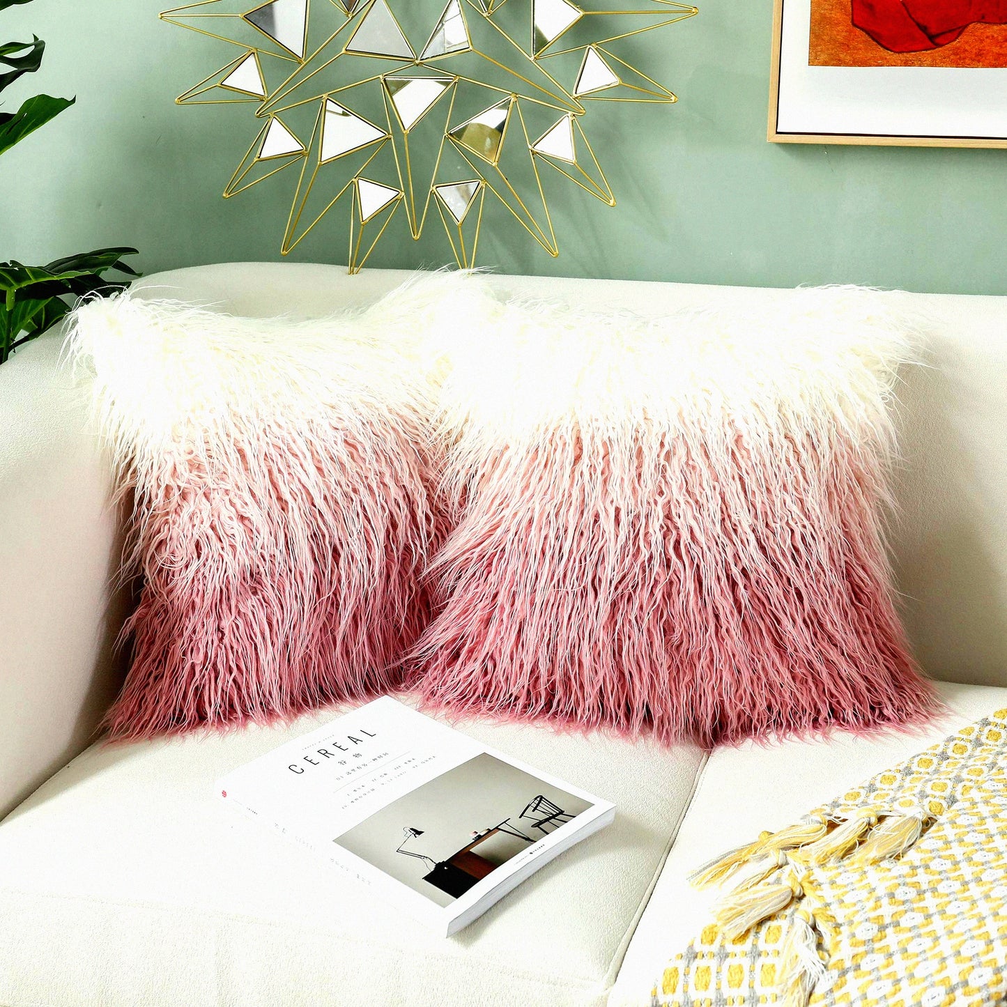 Pink Merino Luxe Gradient Cushion Cover Set - Decorative Throw Pillow Case - New Luxury Series - 18" x 18" - 45cm x 45cm - Set of 2