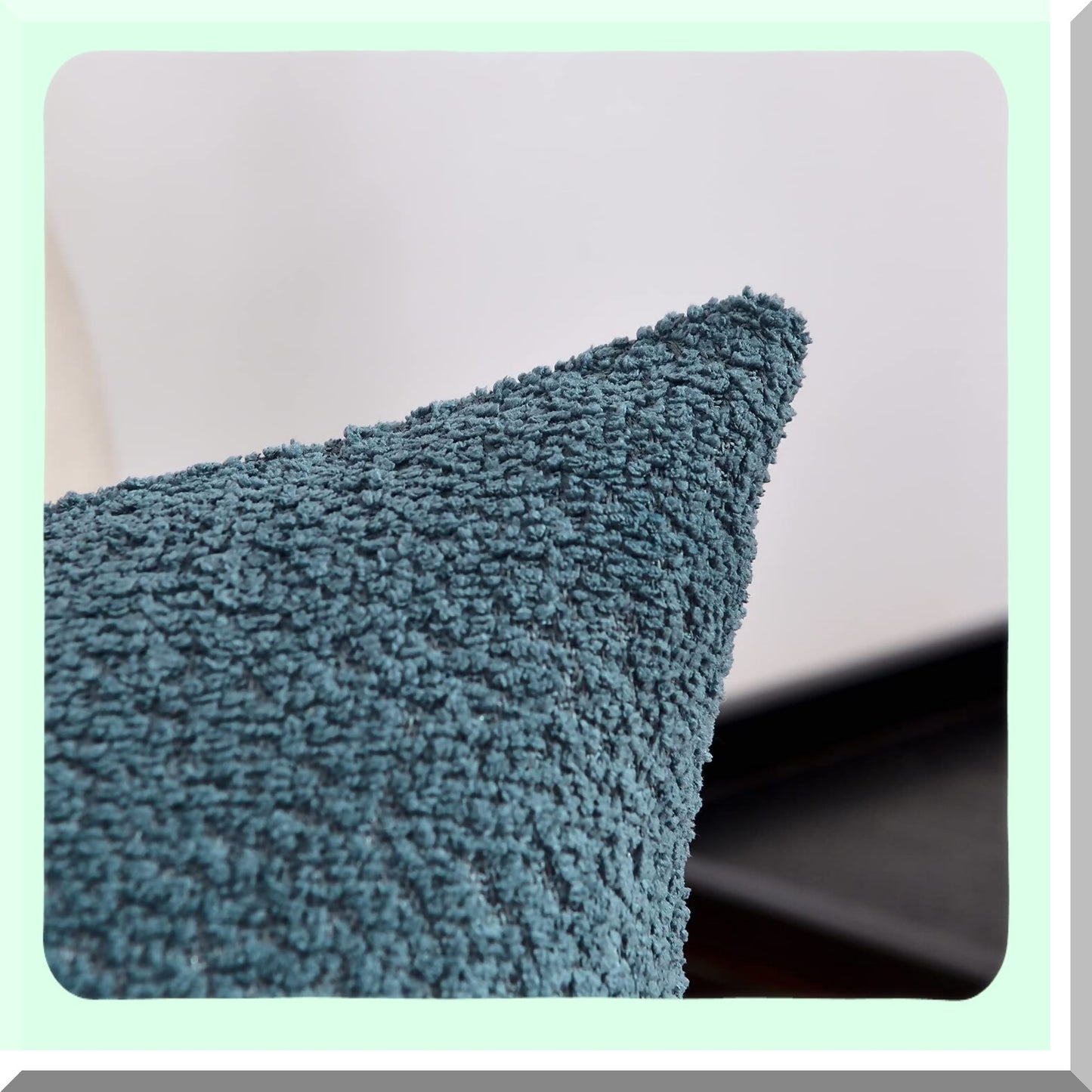 Blue Boucle Farmhouse Lumbar Throw Pillow Covers - Set of 2, Textured Cushion Cases for Couch Bed and Living Room 12"x20"