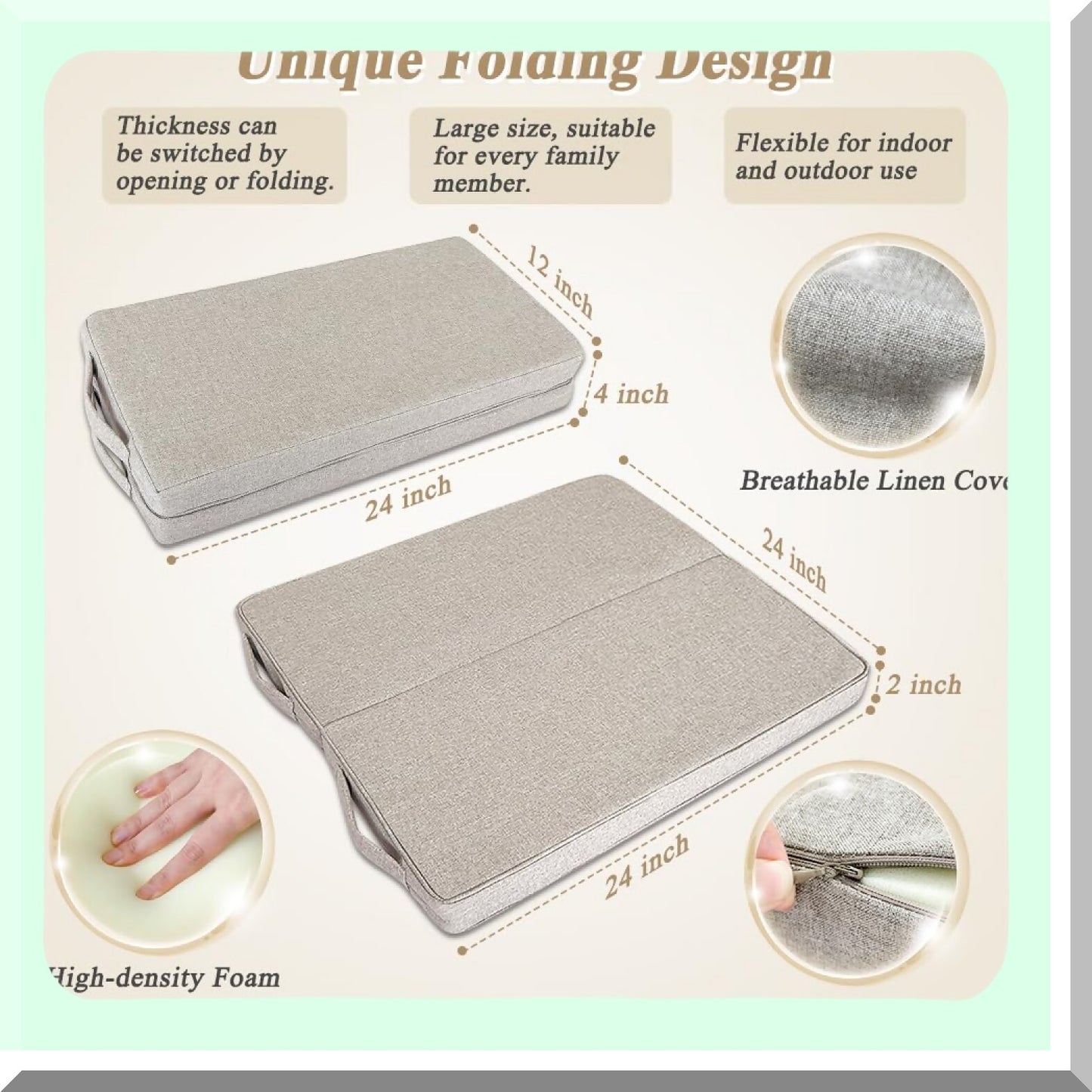 ZenSoul Square Meditation Floor Cushion - Large Yoga Pillow for Adults, Outdoor Seating Mat, Rectangle Sitting Cushion for Floor Meditation.