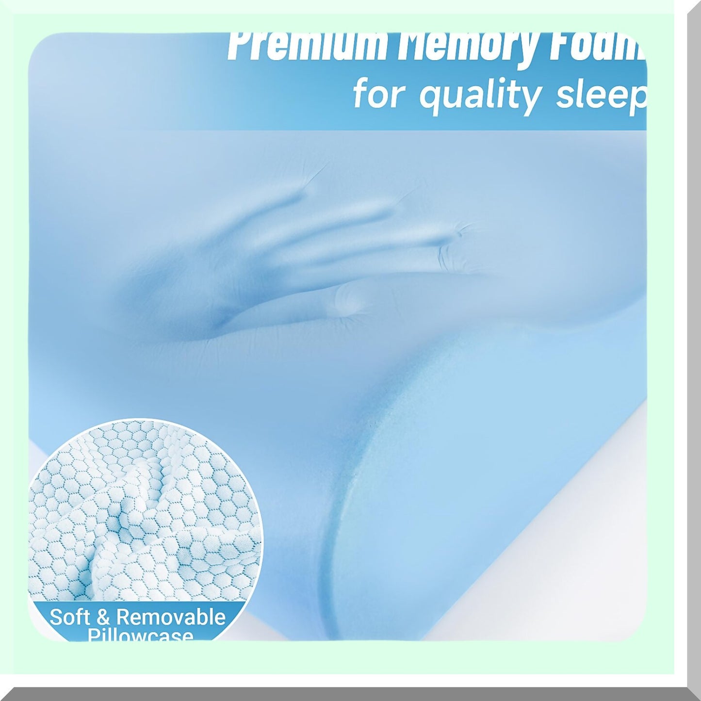 ErgoRelief Memory Foam Neck Pillow - Orthopedic Cervical Support for Neck & Shoulder Pain Relief - Contoured Ergonomic Design for Side, Back, Stomach Sleepers - Blue Standard Size