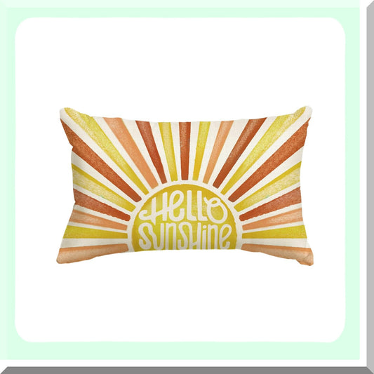 Sunshine Summer Yellow Red Throw Pillow Cover - 12 x 20 Inch Cushion Case for Sofa Couch - Decorative Home Decoration