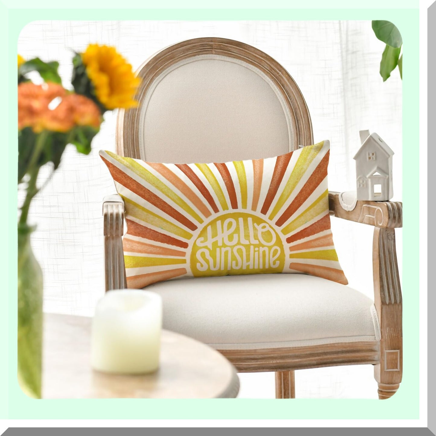 Sunshine Summer Yellow Red Throw Pillow Cover - 12 x 20 Inch Cushion Case for Sofa Couch - Decorative Home Decoration