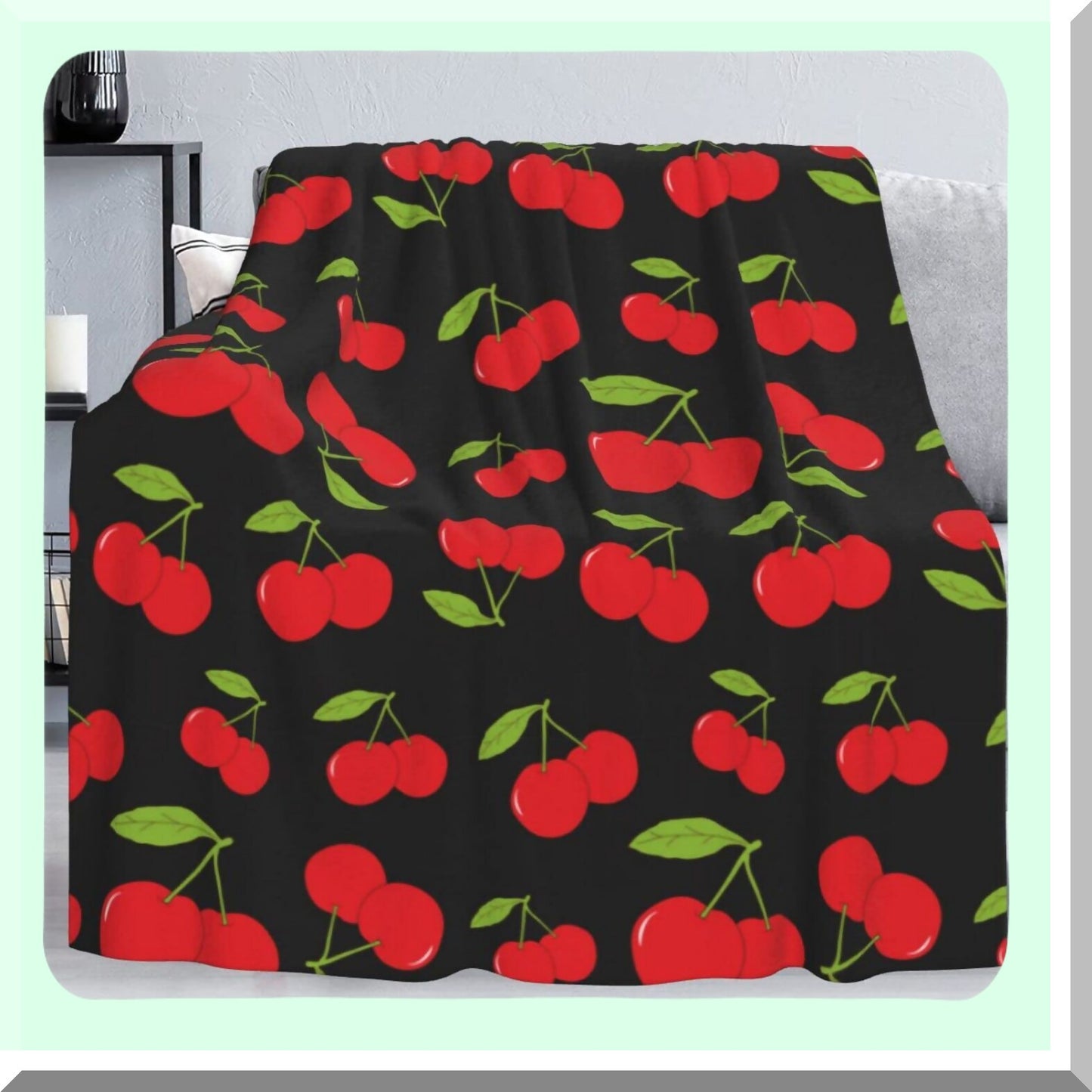 Cherry Bliss Flannel Throw Blanket - Soft, Lightweight, and Cozy 40"x50" Fleece for Living Room, Bedroom, Sofa, or Couch