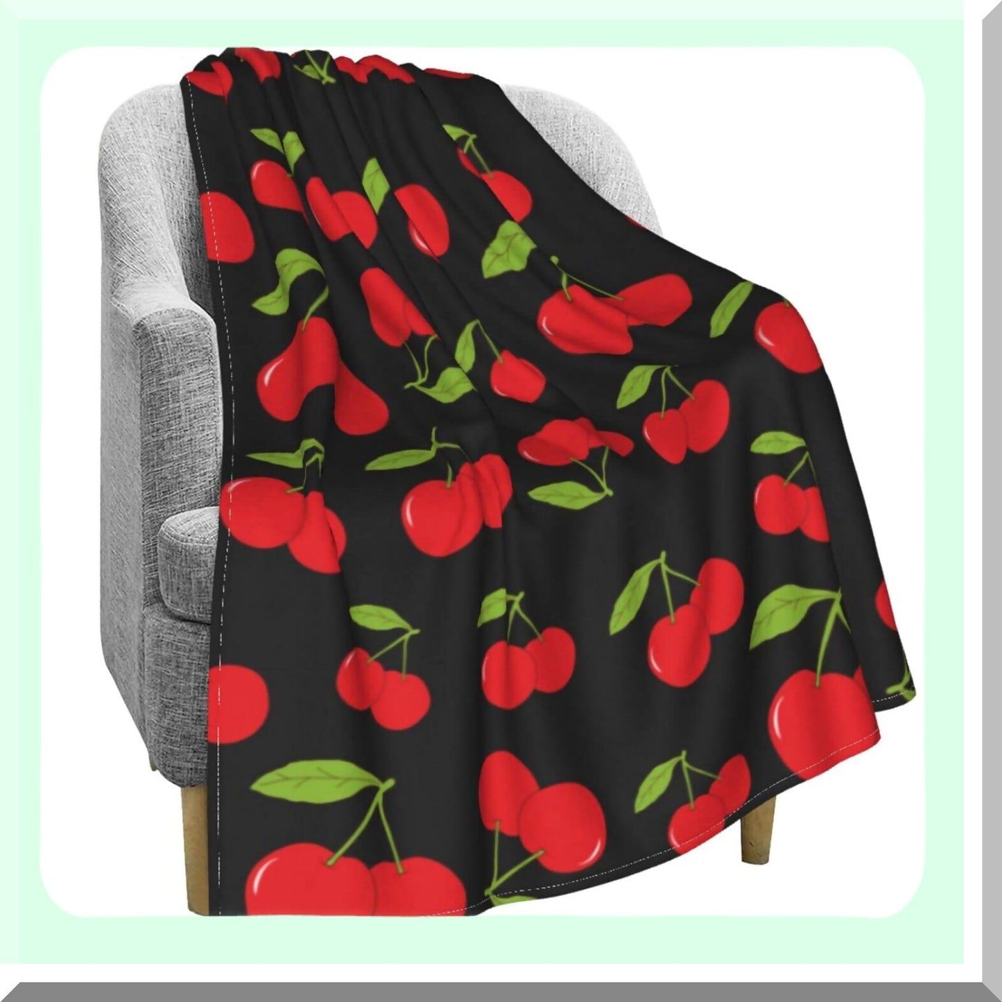 Cherry Bliss Flannel Throw Blanket - Soft, Lightweight, and Cozy 40"x50" Fleece for Living Room, Bedroom, Sofa, or Couch