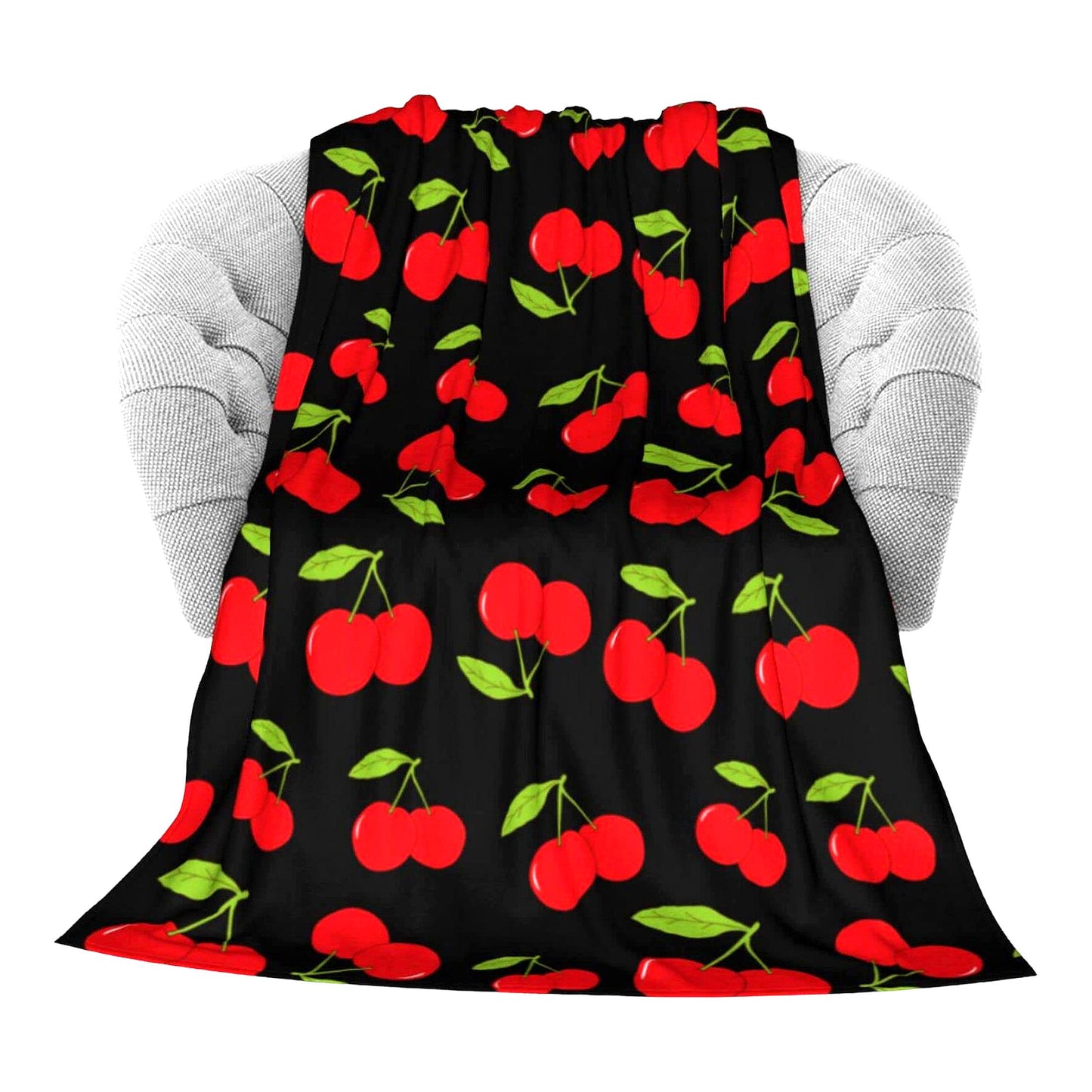 Cherry Bliss Flannel Throw Blanket - Soft, Lightweight, and Cozy 40"x50" Fleece for Living Room, Bedroom, Sofa, or Couch