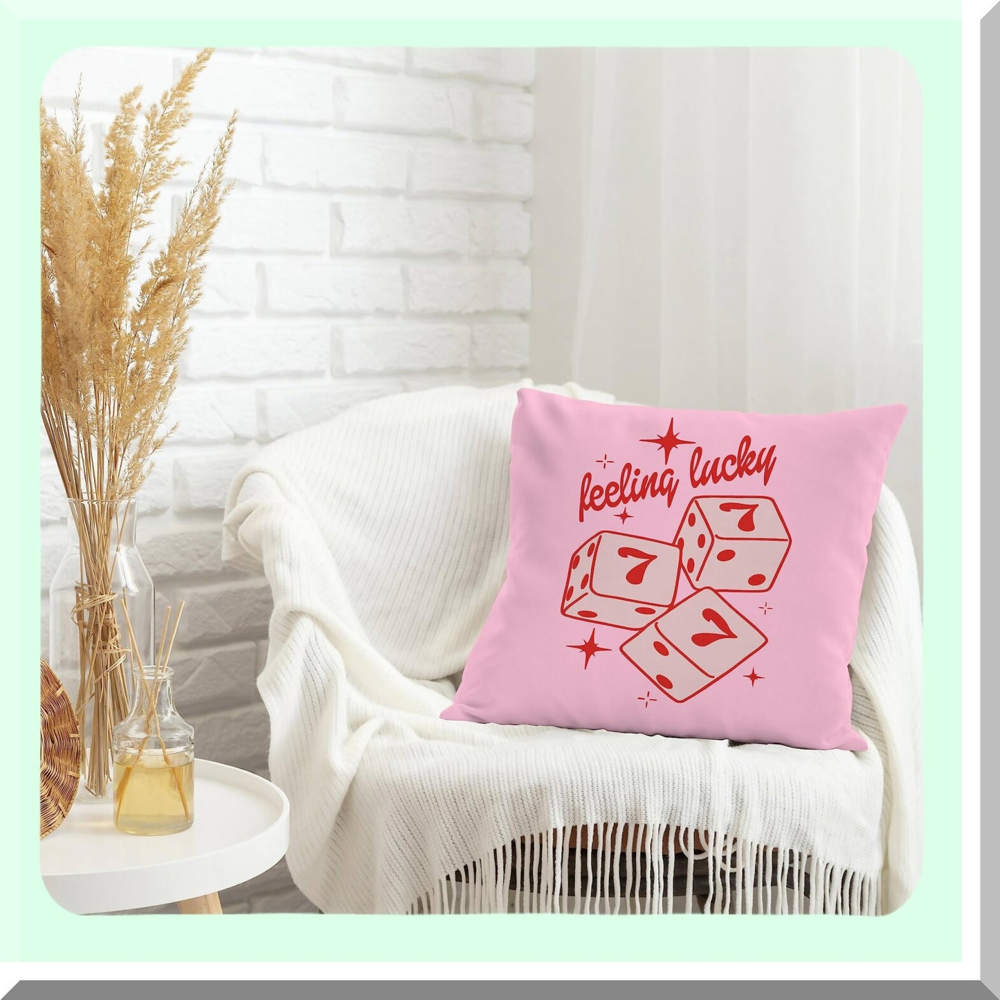 Pink Lucky Charm Cushion Covers - Preppy Dorm Decor 18x18 - Seven Decorative Pillowcase for Sofa Couch - Room Decorations - Feeling Lucky Throw Pillows
