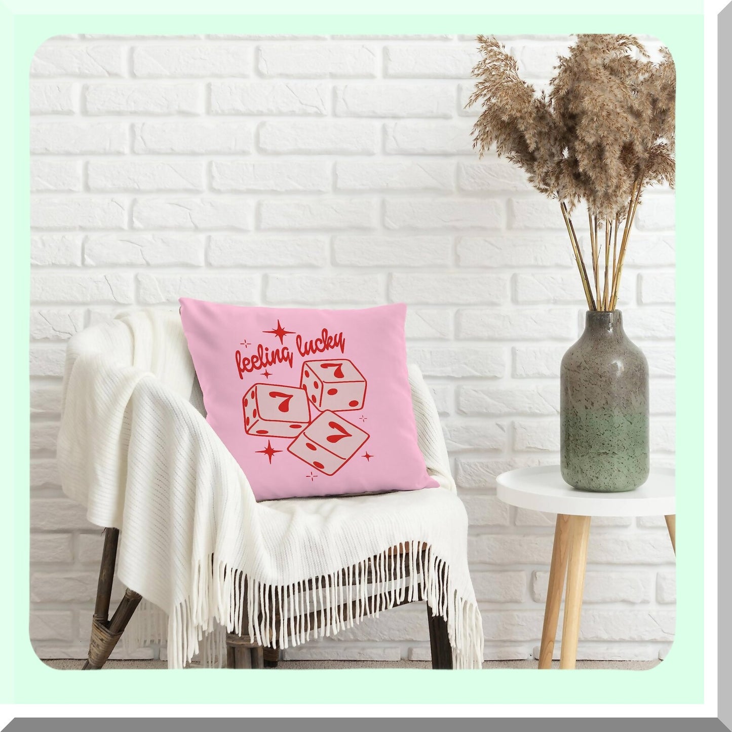 Pink Lucky Charm Cushion Covers - Preppy Dorm Decor 18x18 - Seven Decorative Pillowcase for Sofa Couch - Room Decorations - Feeling Lucky Throw Pillows