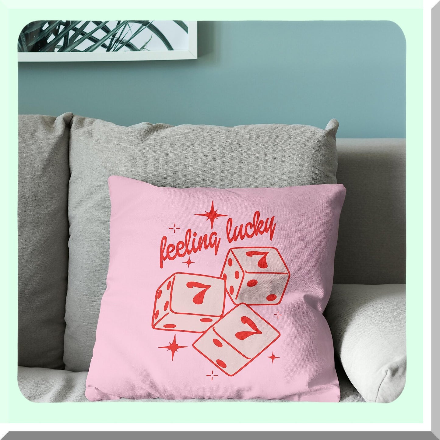 Pink Lucky Charm Cushion Covers - Preppy Dorm Decor 18x18 - Seven Decorative Pillowcase for Sofa Couch - Room Decorations - Feeling Lucky Throw Pillows