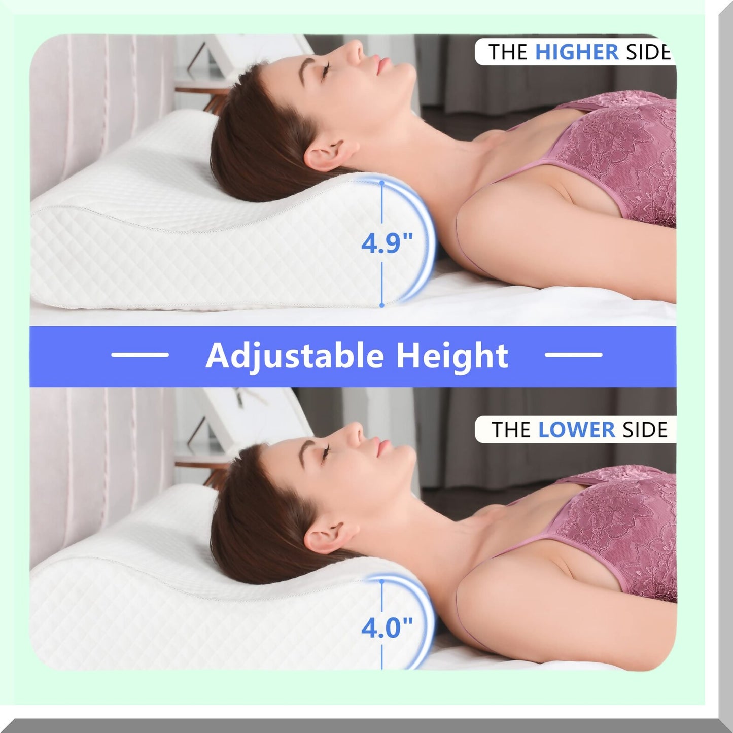 OrthoRest Contour Memory Foam Pillow - Queen Size Firm Cervical Support for Neck Pain Relief. Ideal for Side, Back, and Stomach Sleepers.