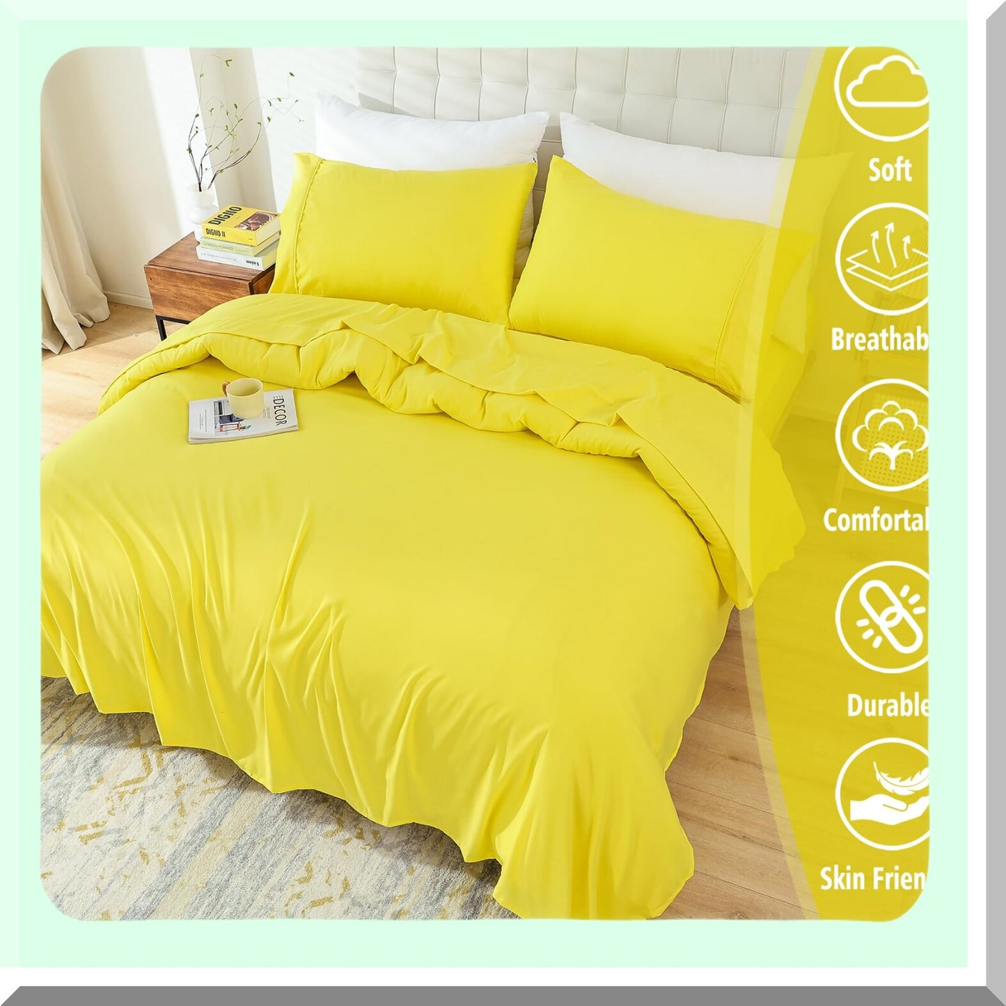 LuxuryCool Queen Sheet Set - Silky Soft Microfiber Bed Sheets for Queen Size Bed with Extra Deep Pocket, Hotel Cooling Bedding, Durable Oeko-Tex Sheets & Pillowcases - 4 Piece Set