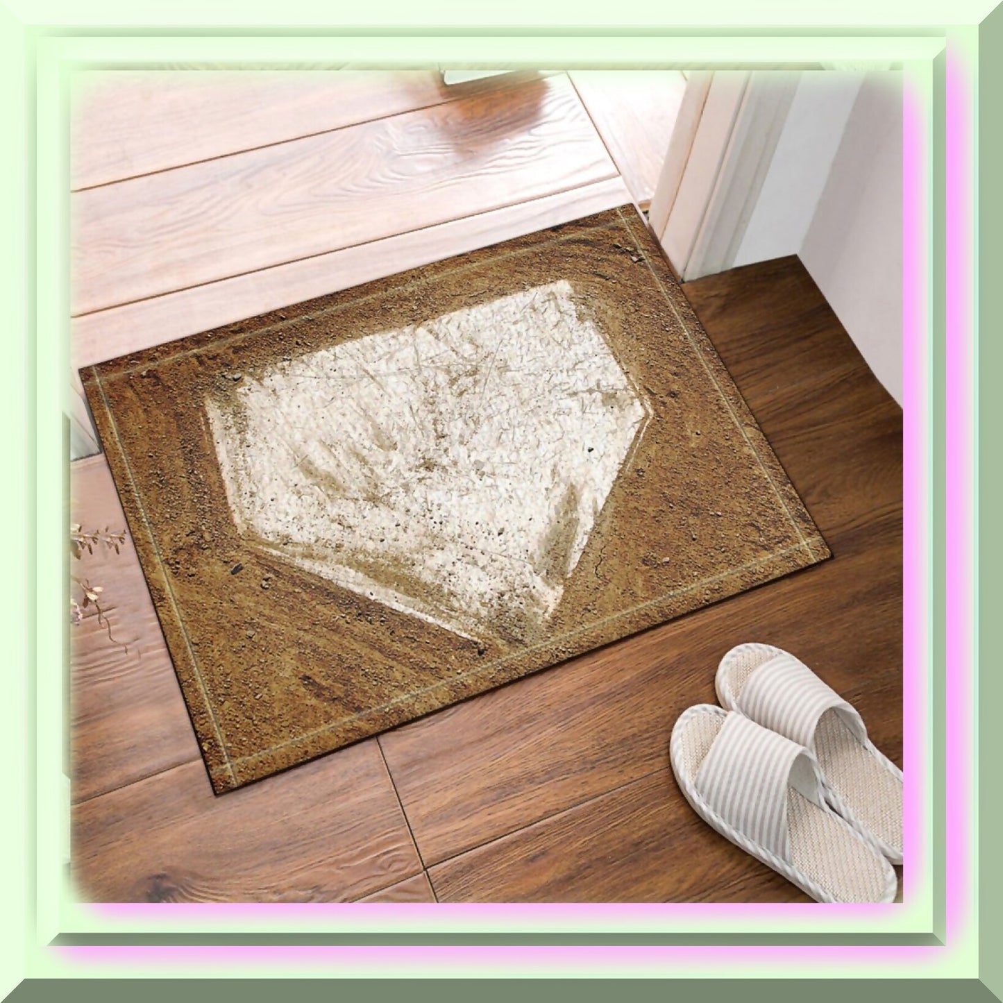Baseball Wooden Bath Rug 15.7x23.6in