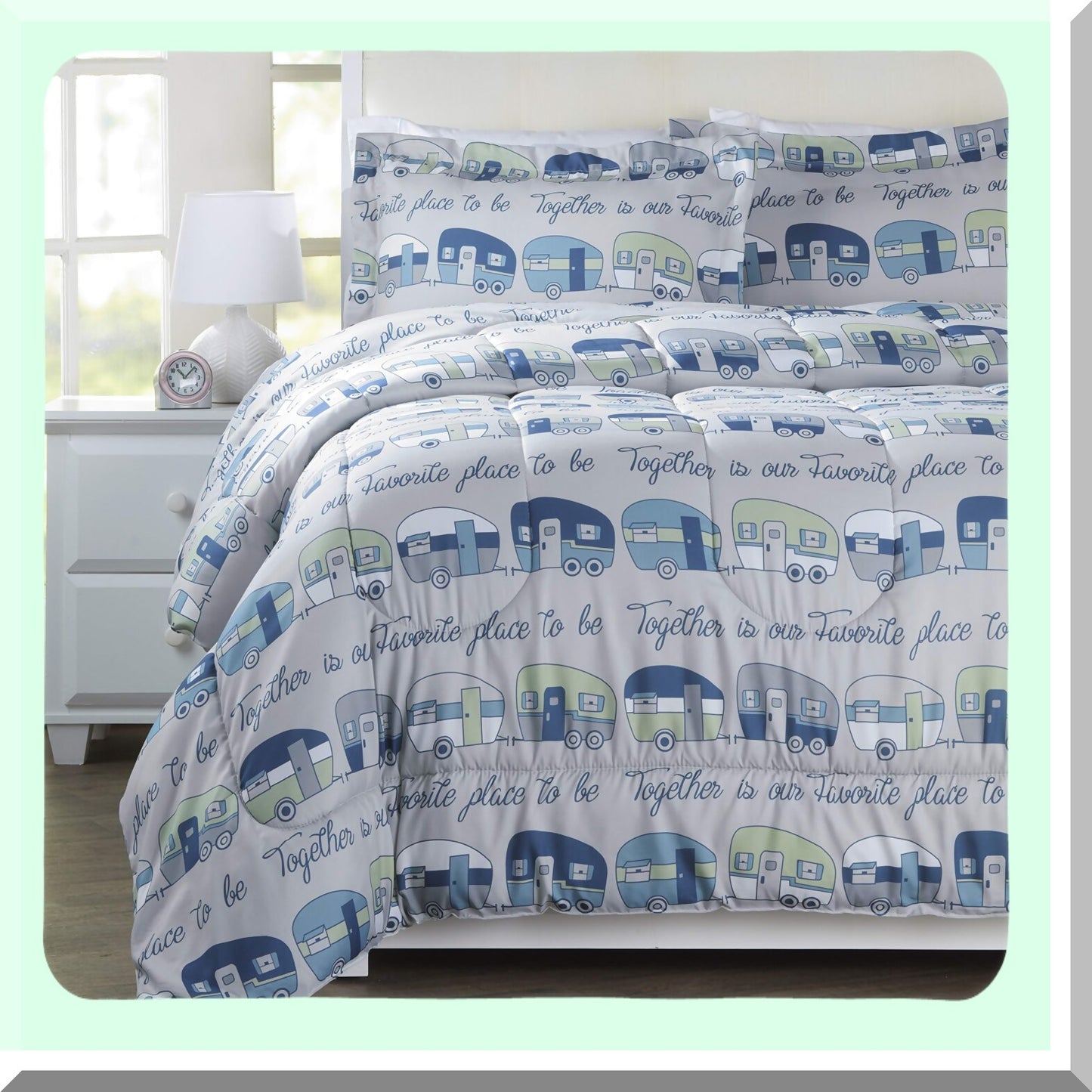 Together Comforter Set - 3 Piece Bedding Set in Blue/Gray - Cozy, Soft, and Stylish - Perfect for Your Favorite Place - Bedroom Decor Upgrade