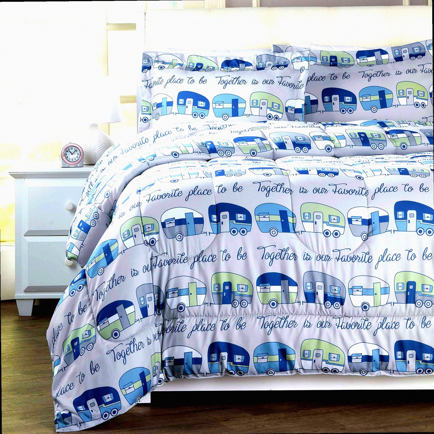 Together Comforter Set - 3 Piece Bedding Set in Blue/Gray - Cozy, Soft, and Stylish - Perfect for Your Favorite Place - Bedroom Decor Upgrade