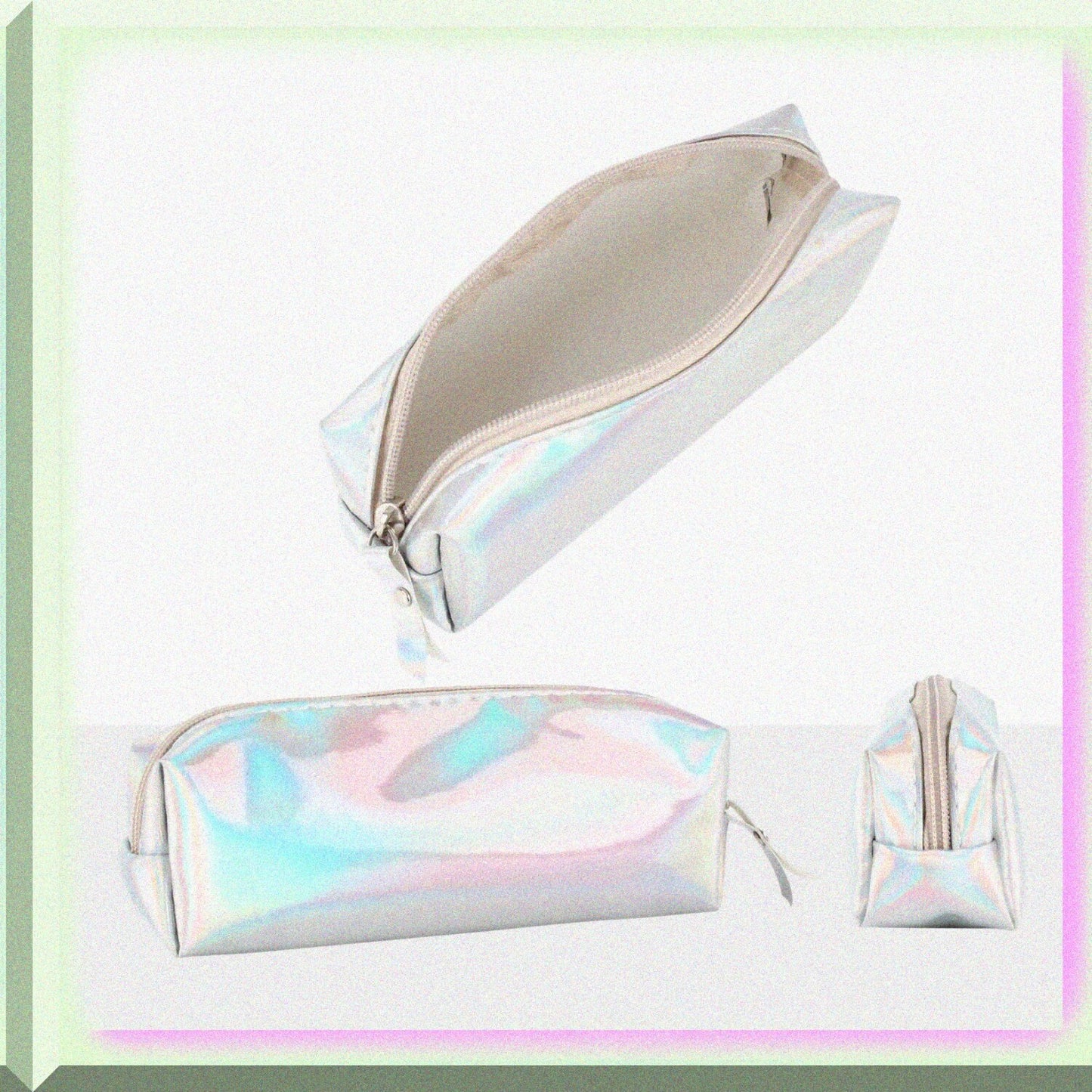 Holographic Pencil Case 20cm Zipper Pen Bag