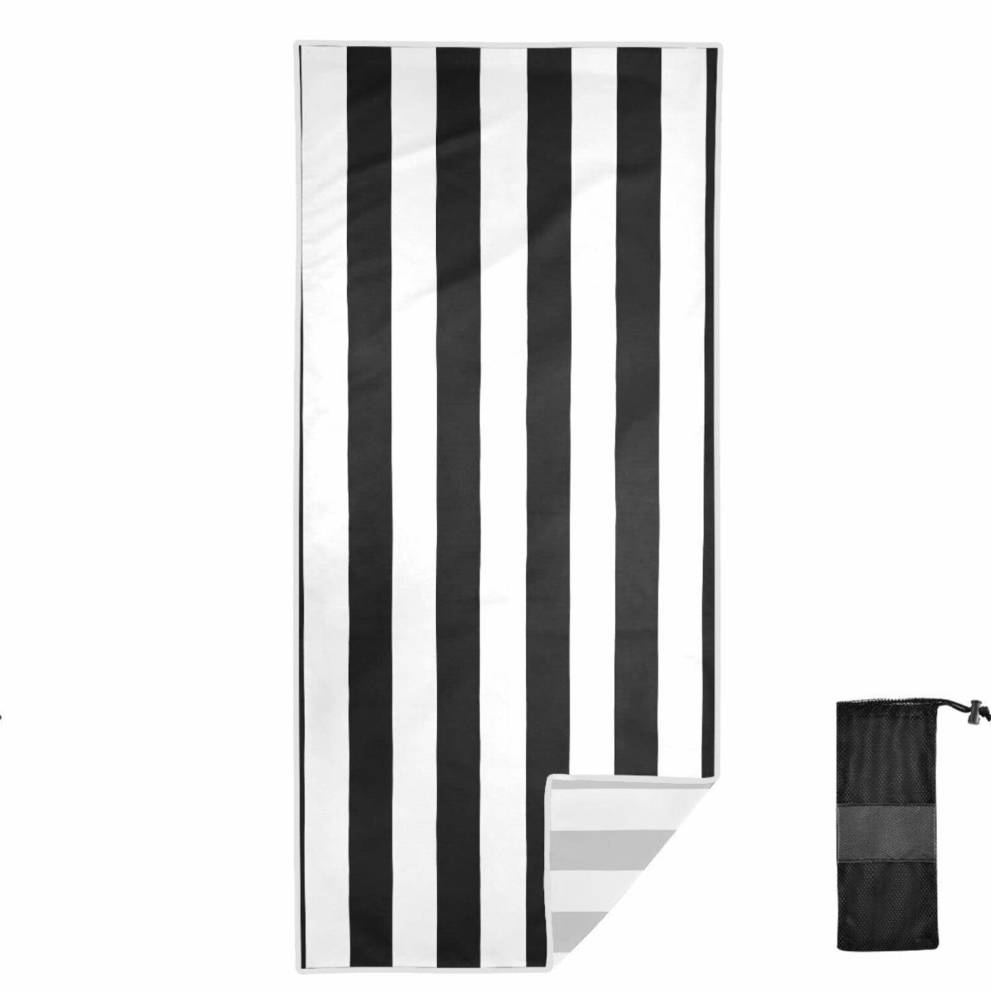 Black White Stripe Oversized Beach Towel 31"x71"