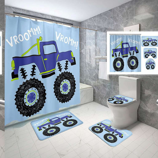 4-Piece Waterproof Bathroom Set with Non-Slip Rugs