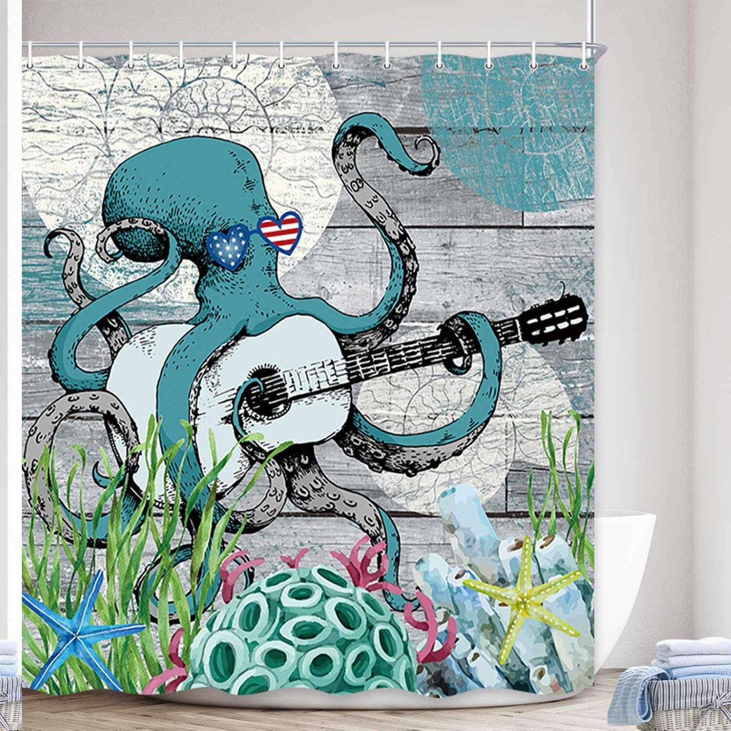 Funny Octopus Shower Curtain 69x70 inches