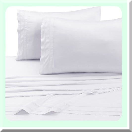 BambooLux 300 Thread Count Rayon Pillow Set - White (Pack of 2) - Hypoallergenic, Cooling, Breathable, Soft, Supportive - Eco-Friendly Fibers