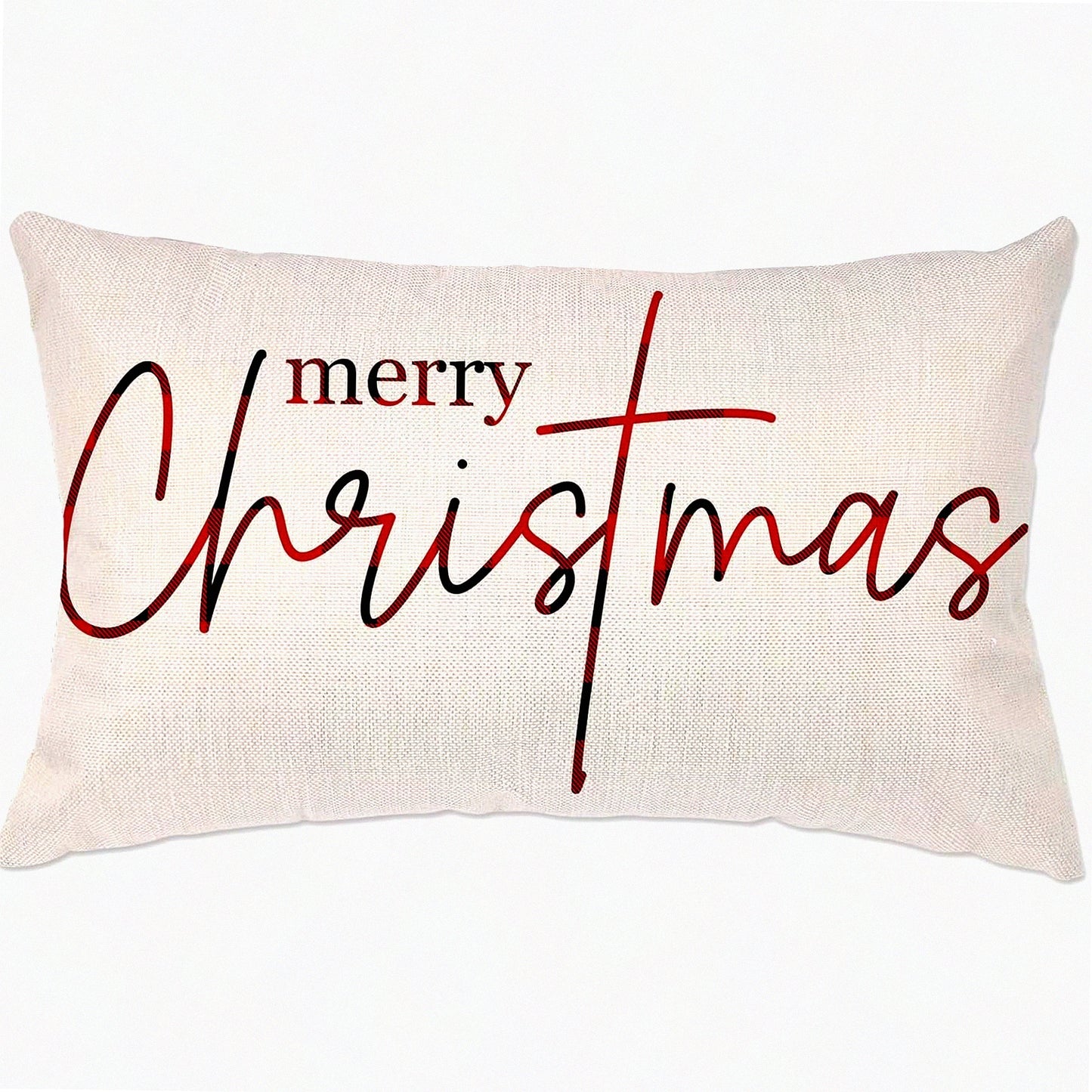 Winter Wonderland Lumbar Pillow Cover - Farmhouse Holiday Decorative Cushion Case for Couch Sofa Bed - Merry 12x20 Throw Pillow Cover