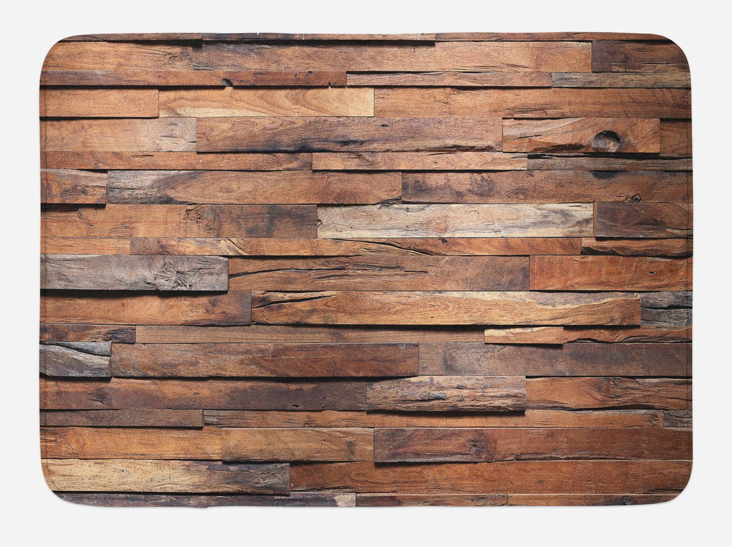 Wooden Print Bath Mat 30.2" x 20" Cinnamon Umber