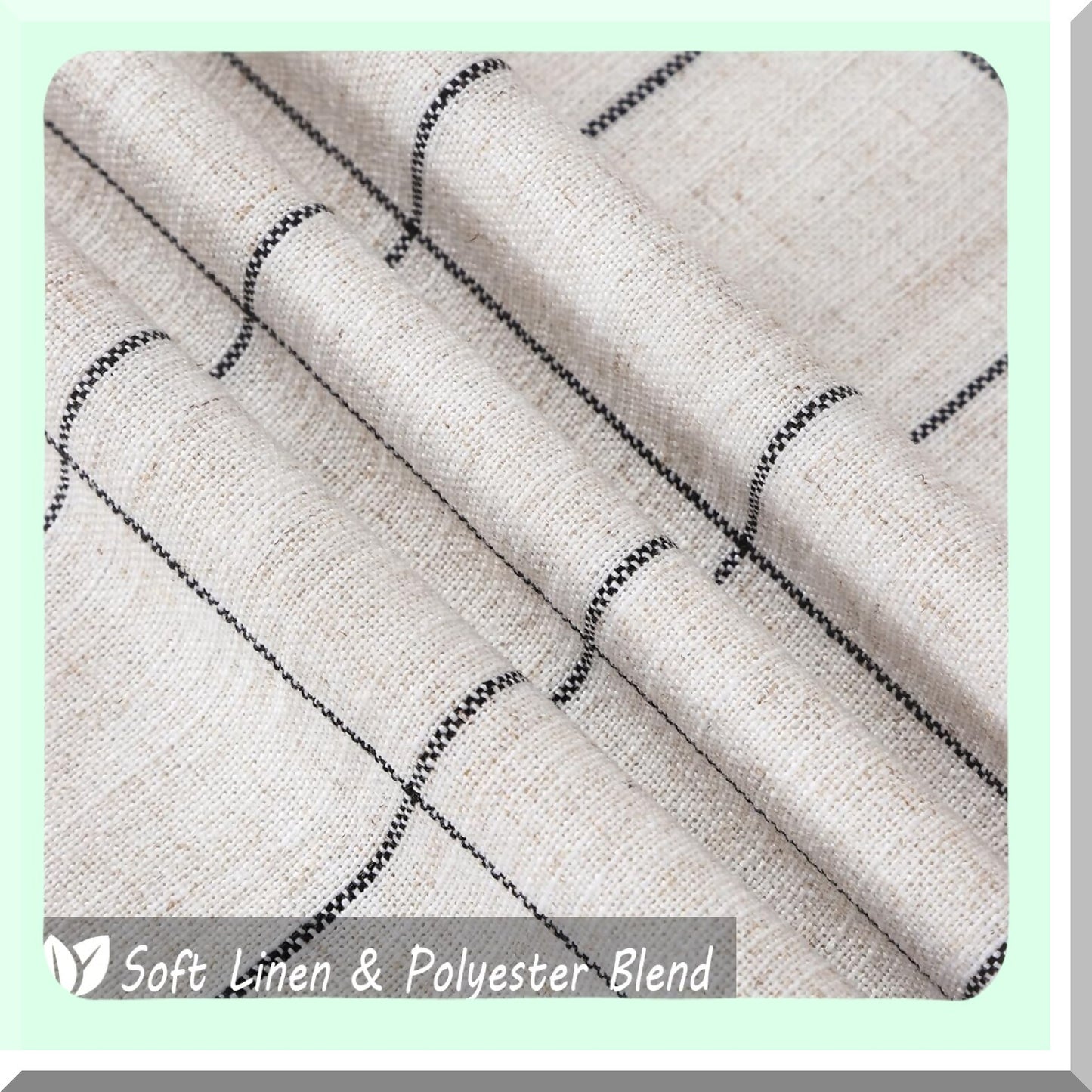 Neutral Boho Farmhouse Plaid Pillow Covers - Set of 2 Checkered Linen Decorative Cushion Cases for Couch and Bed - Beige Cream with Black Stripes - 18x18 Square