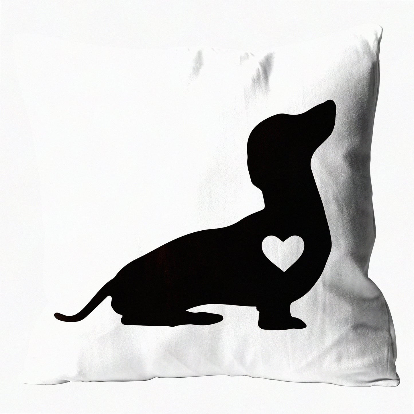 Dachshund Love Decor Pillow - Cute Dog Painting Gift for Pet Lover - 18x18 Flannel Sofa Cushion Cover - Heart Design Throw Pillow Case - 0015B