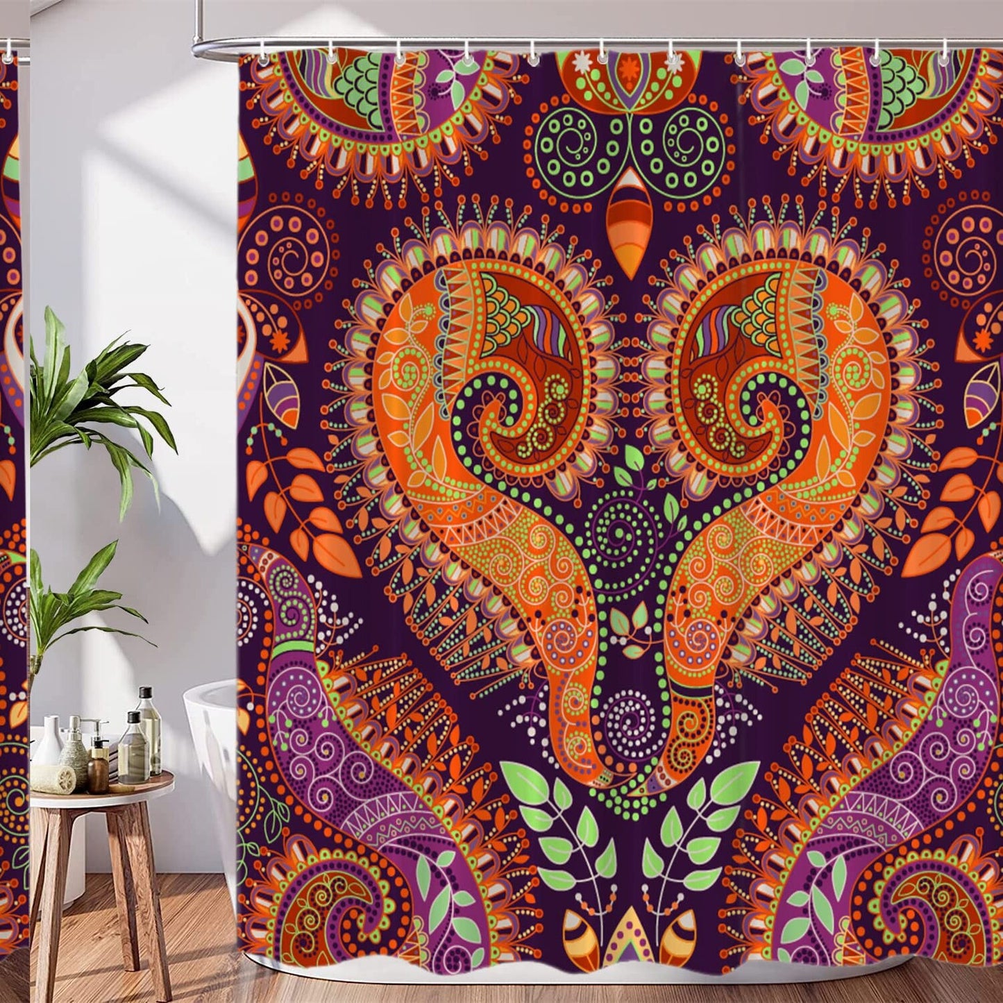 Colorful Ethnic Decor Shower Curtain Set 72x72 Inch
