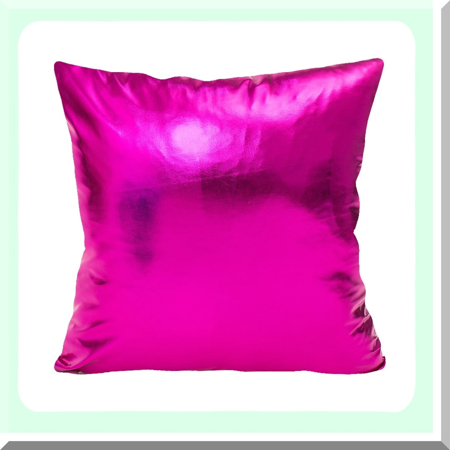 Metallic Leather Party Pillow Covers - Set of 2 Hot Pink Square Throw Pillowcase Cushion Covers for Sofa and Couch - 18 x 18 Inches