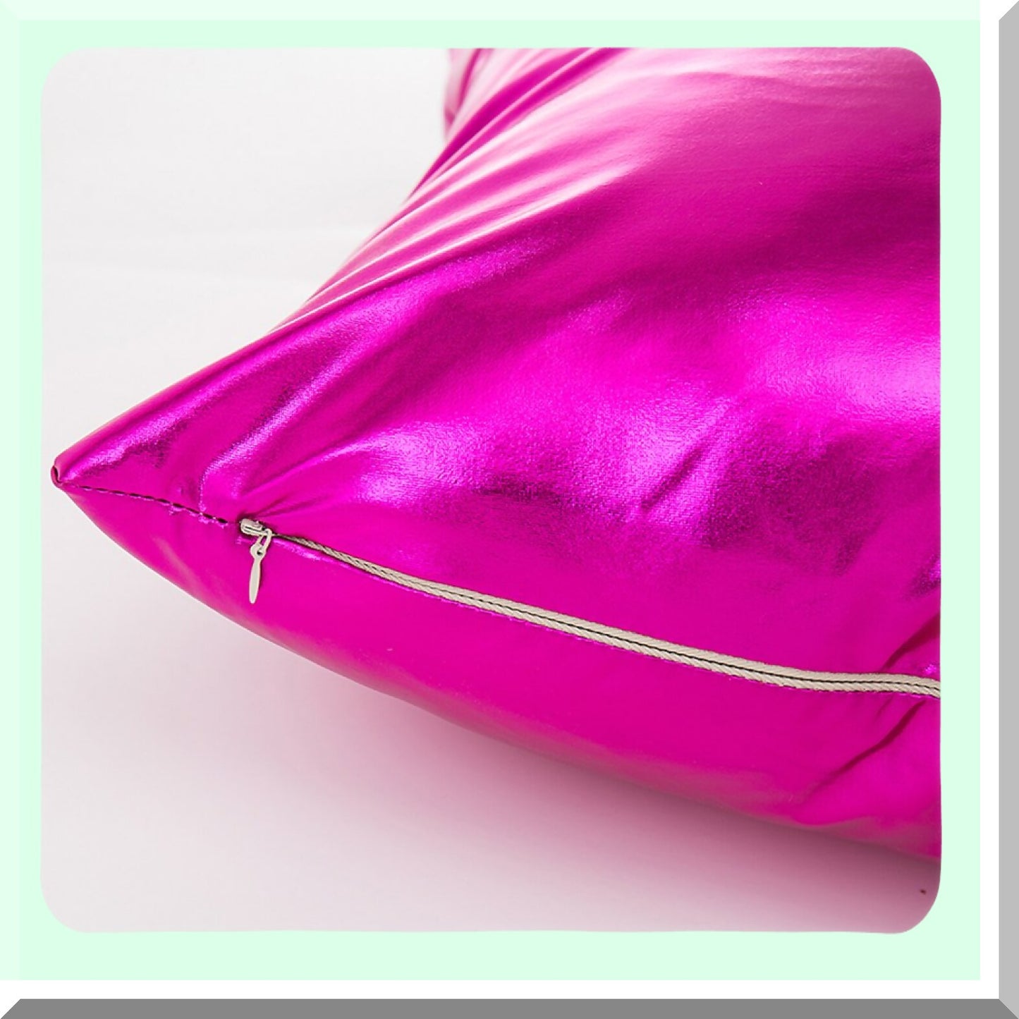 Metallic Leather Party Pillow Covers - Set of 2 Hot Pink Square Throw Pillowcase Cushion Covers for Sofa and Couch - 18 x 18 Inches