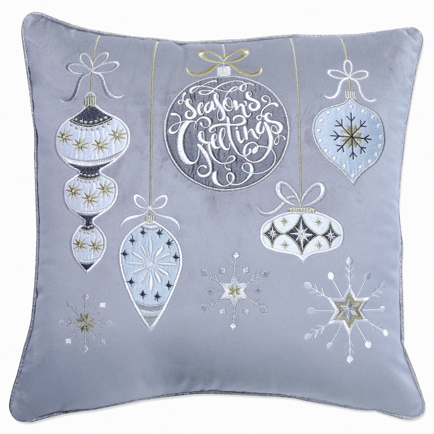 Luxury Velvet Decorative Pillow Cover - Soft Throw Cushion Case for Sofa, Couch, Bed - Elegant Home Decor Accent - 16.5 x 16.5 inches - Grey