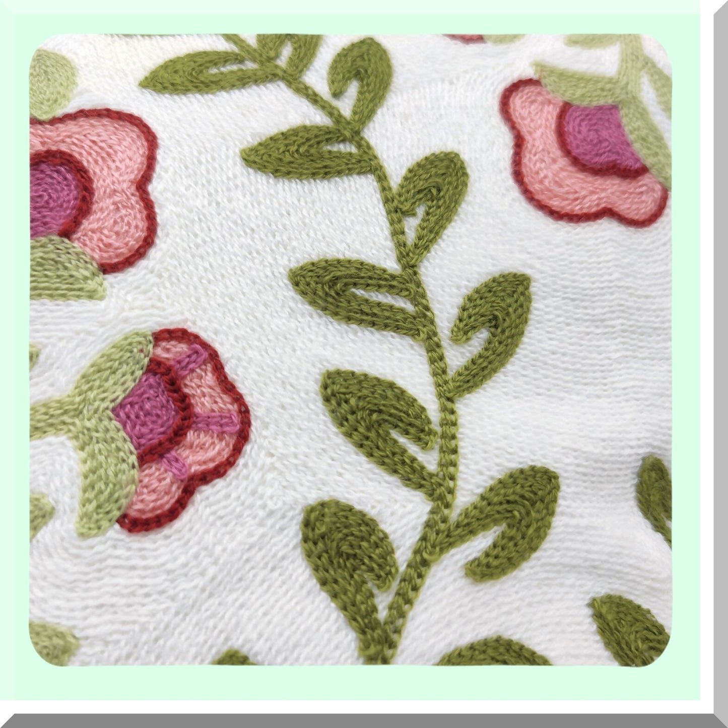 Luxury Rose Floral Embroidered Pillow Covers - Set of 2 | 18"x18" Decorative Cushion Cases for Sofa, Couch, Living Room, Bedroom - Pink Flower Knit Pattern Wedding Decor