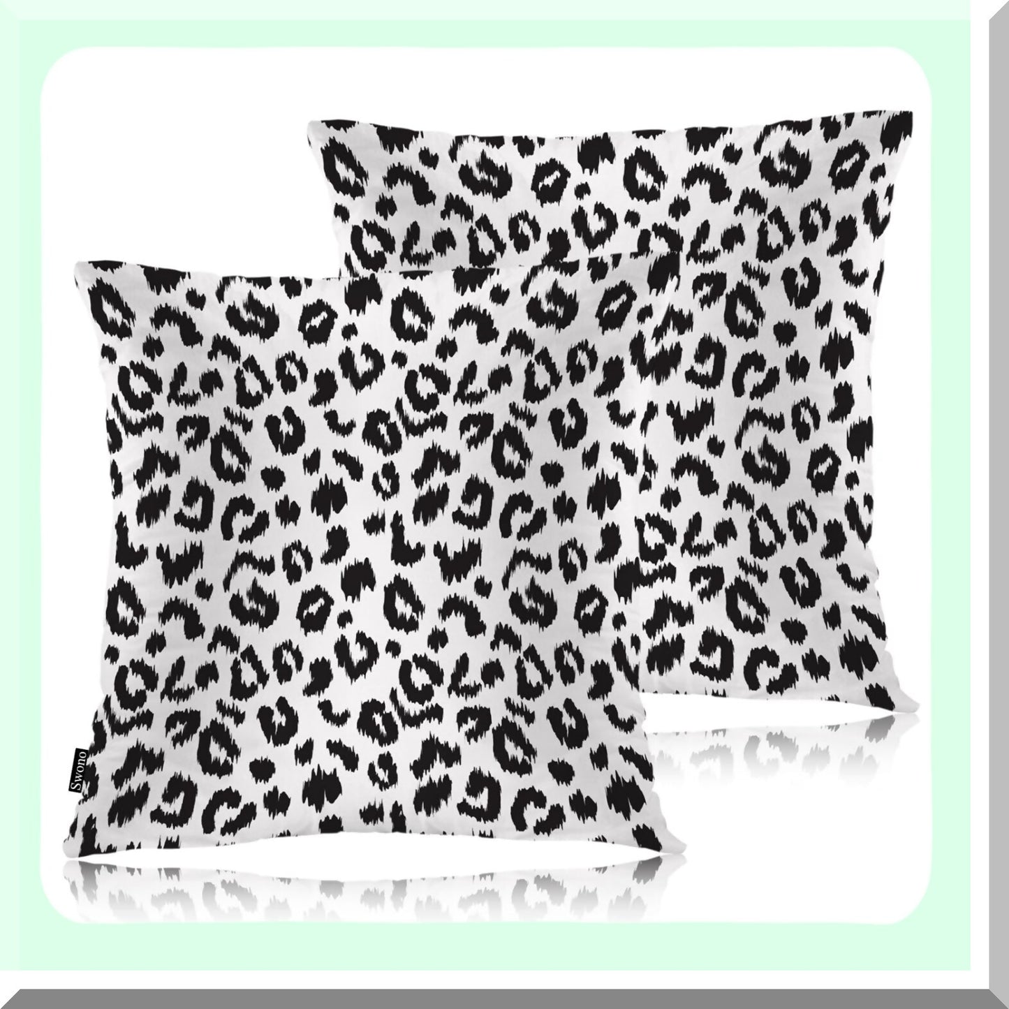 Wildlife Leopard Decor Pillow Covers - Pack of 2 Square Cushion Cases for Couch Sofa - Farmhouse Decoration 18 X 18 Inches - Black Spots Throw Pillowcases